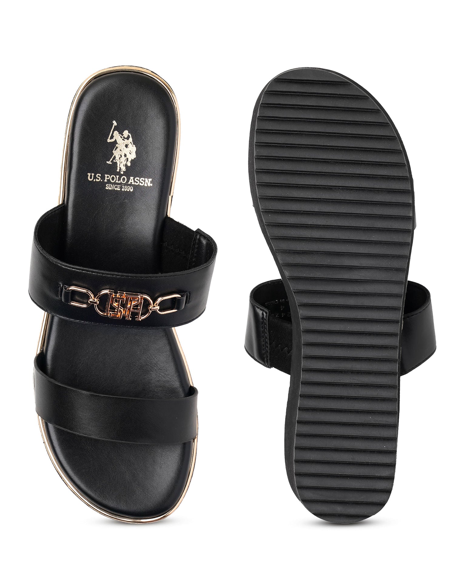 Women Open Toe Elettra Wedge Sandals Black - U.S. POLO ASSN. | Large
