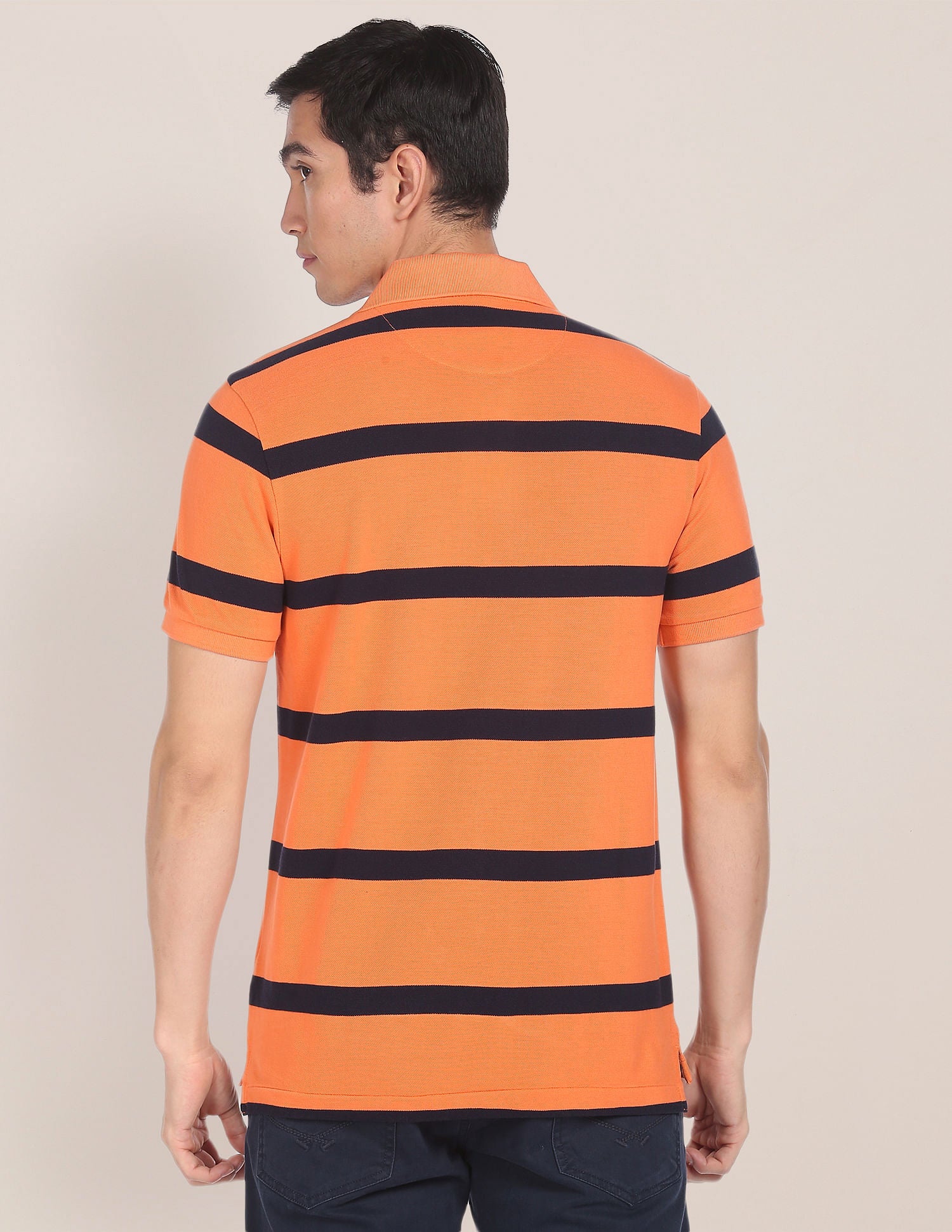 Striped Pique Polo Shirt Orange - U.S. Polo Assn. India | Large
