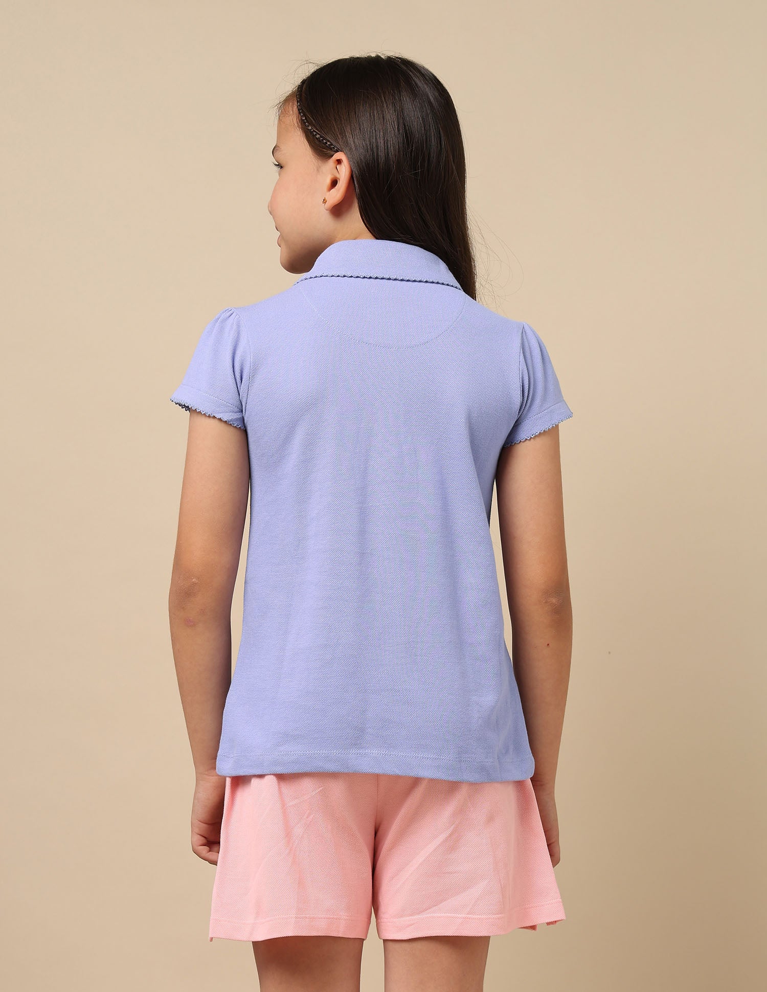 Girls Solid Cotton Polo Shirt Light Purple - U.S. POLO ASSN. | Large