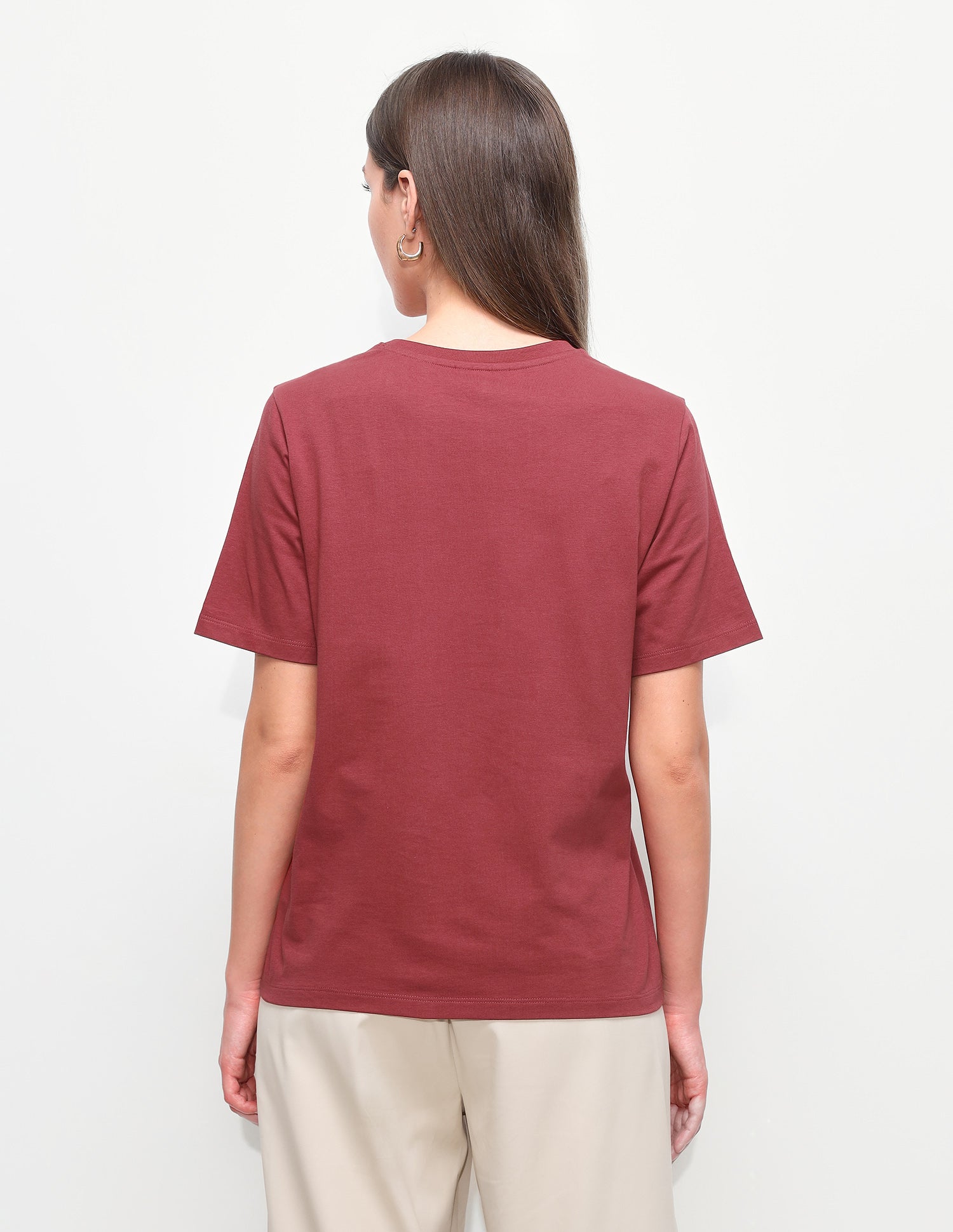 Floral Embroidered Boxy Fit T-Shirt Maroon - U.S. Polo Assn. India | Large