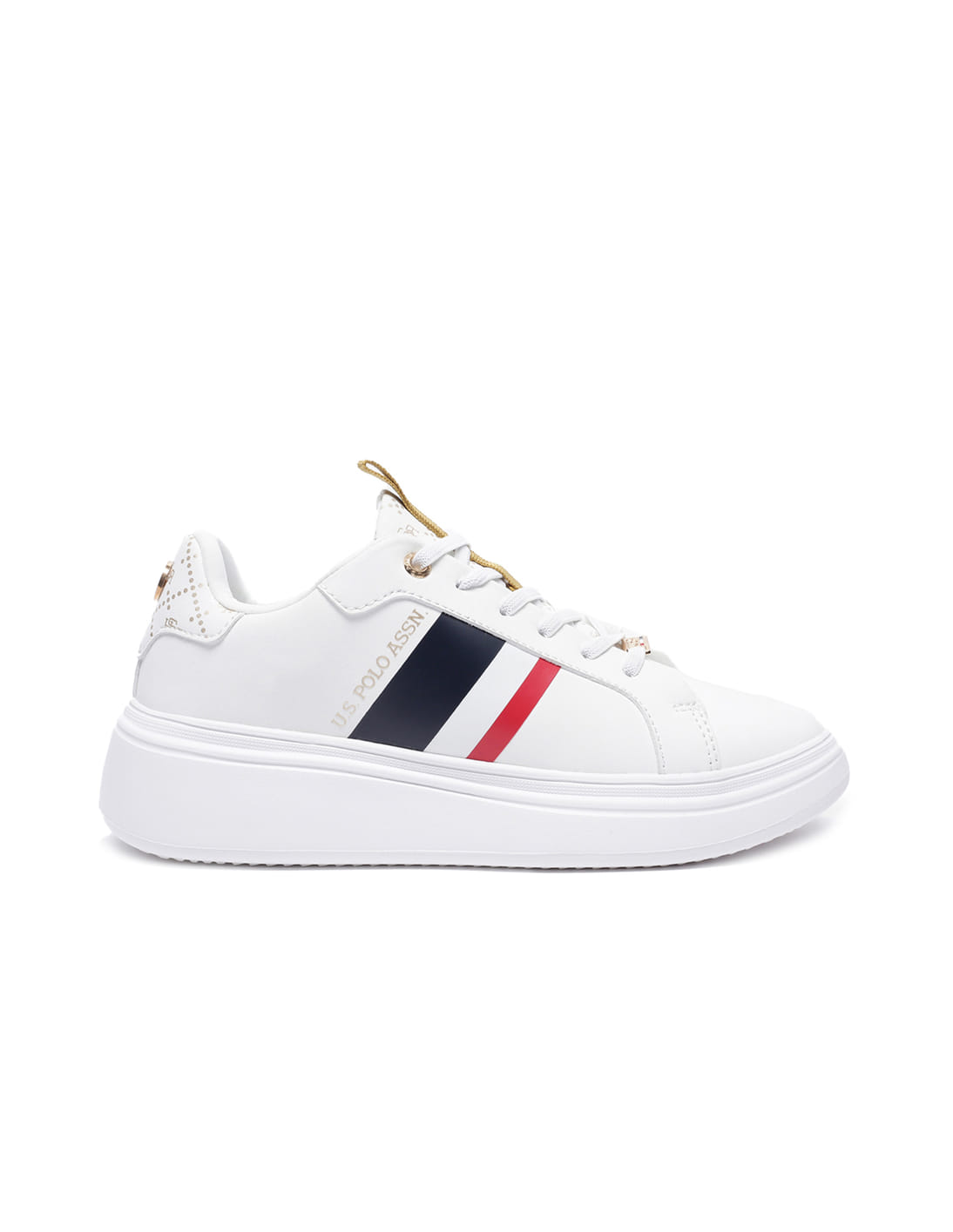 Women Brand Stripe Clara Sneakers Off White - U.S. Polo Assn. India | Large