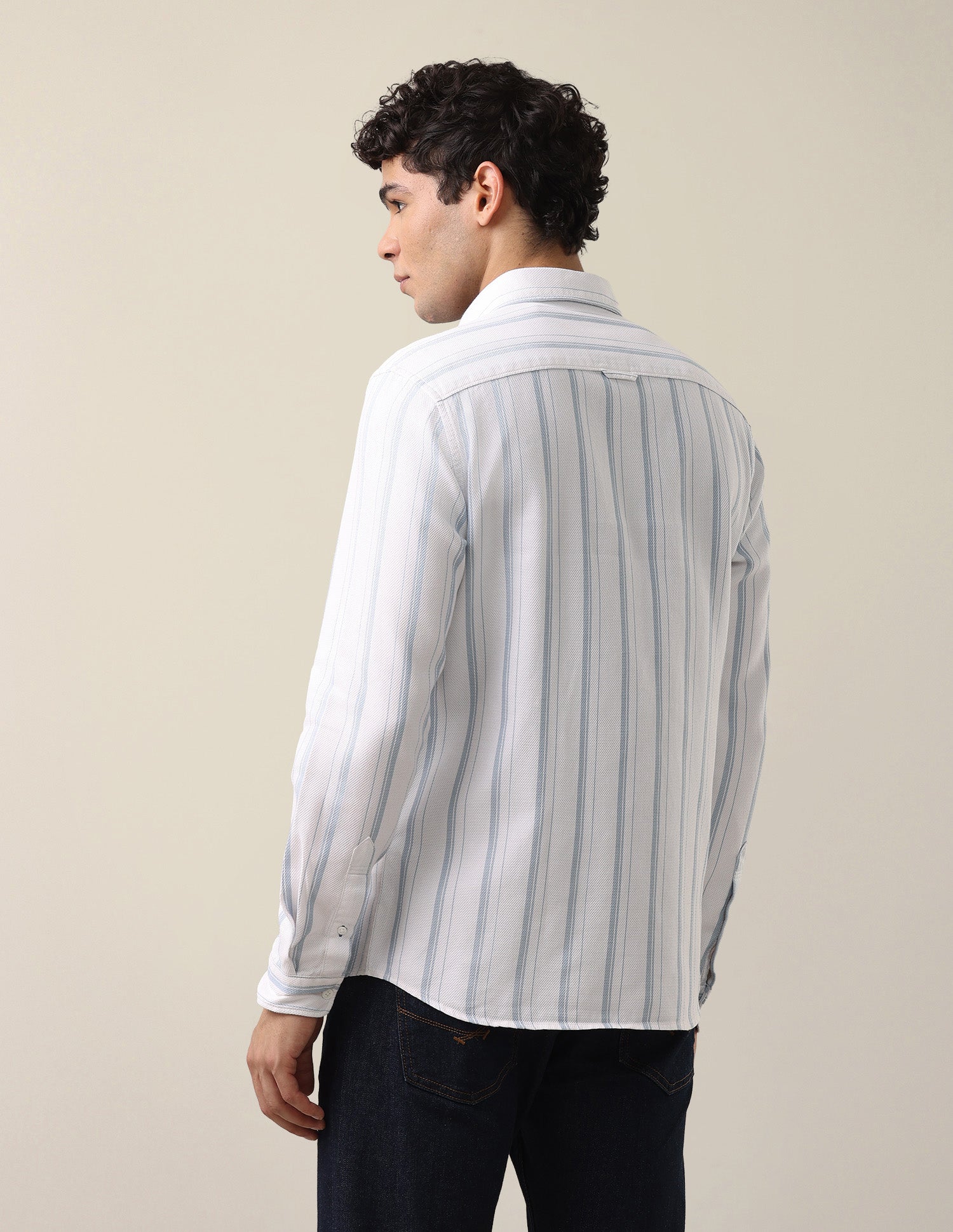 Vertical Striped Regular Fit Shirt Light Blue - U.S. Polo Assn. India | Large