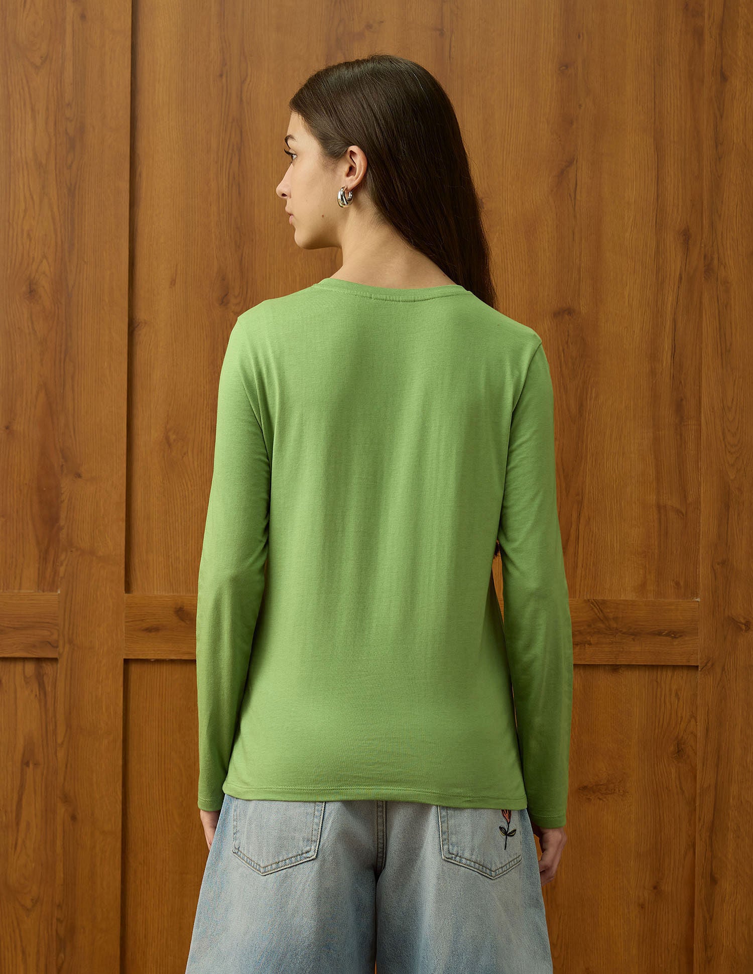 Crew Neck Full Sleeves Tshirt With Flag Embroidery Light Green - U.S. POLO ASSN. | Large