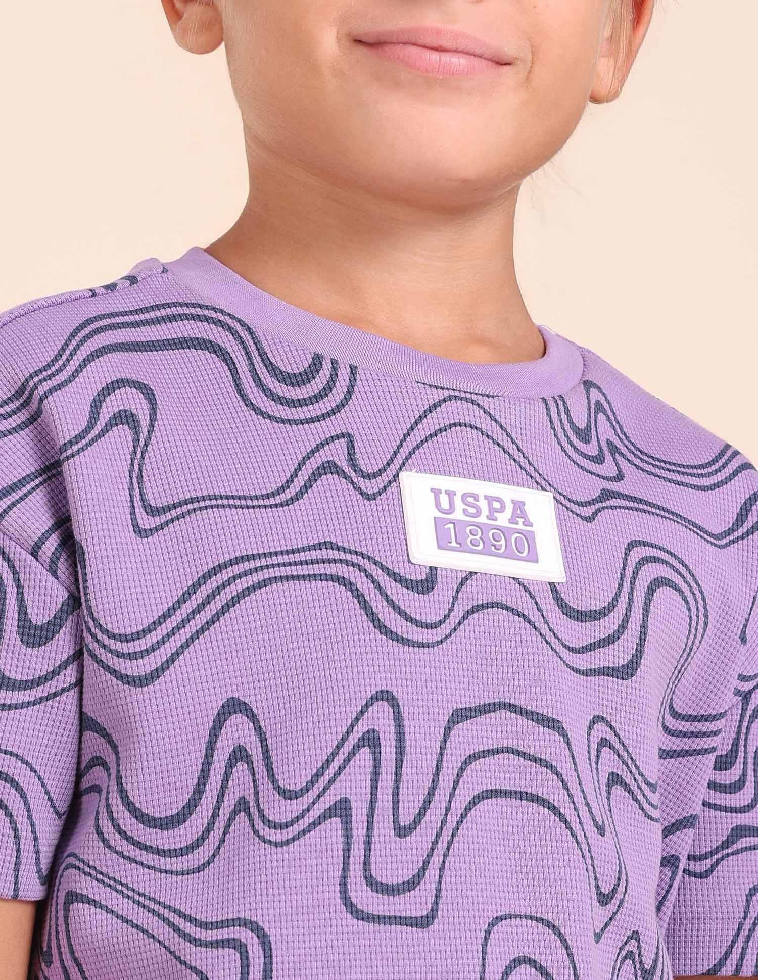 Boys Abstract Printed Regular Fit T-Shirt Light Purple - U.S. POLO ASSN. | Large