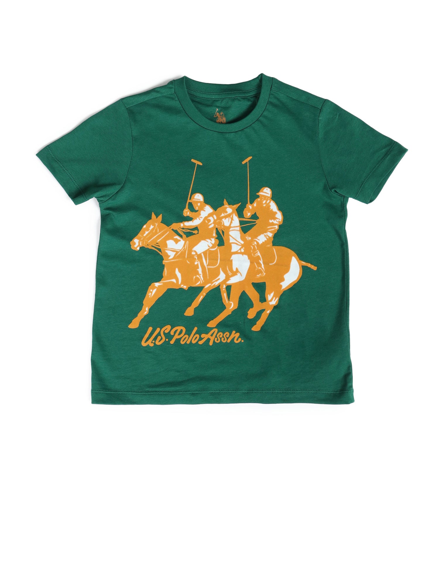 Boys Brand Printed Regular Fit T-Shirt Green - U.S. POLO ASSN. | Large