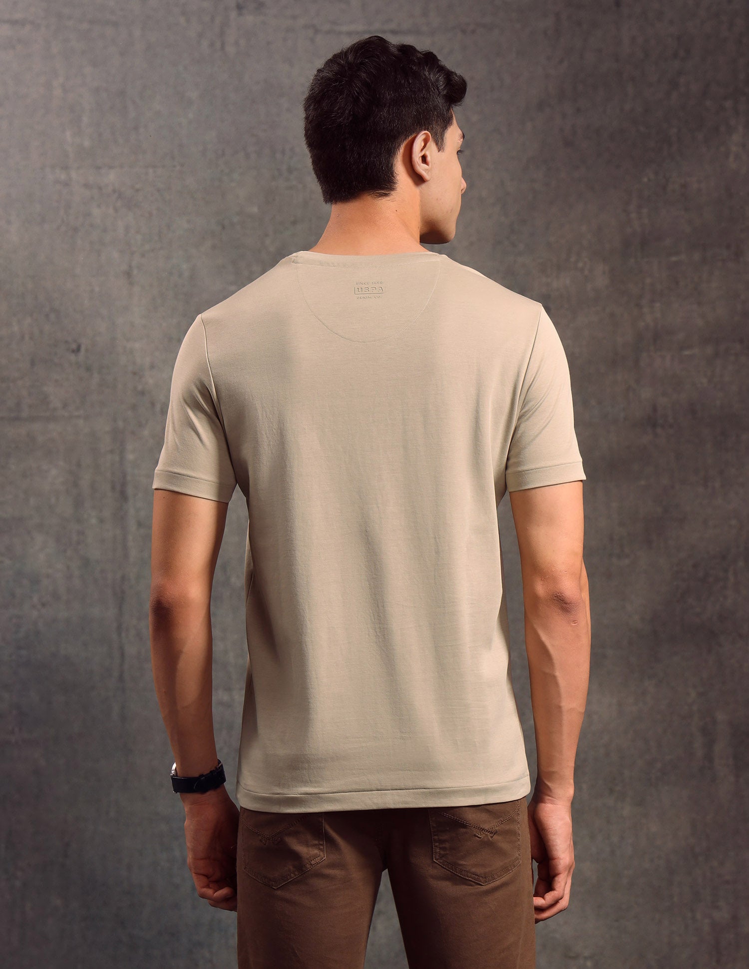 Brand Embossed Regular Fit T-shirt Beige - U.S. POLO ASSN. | Large