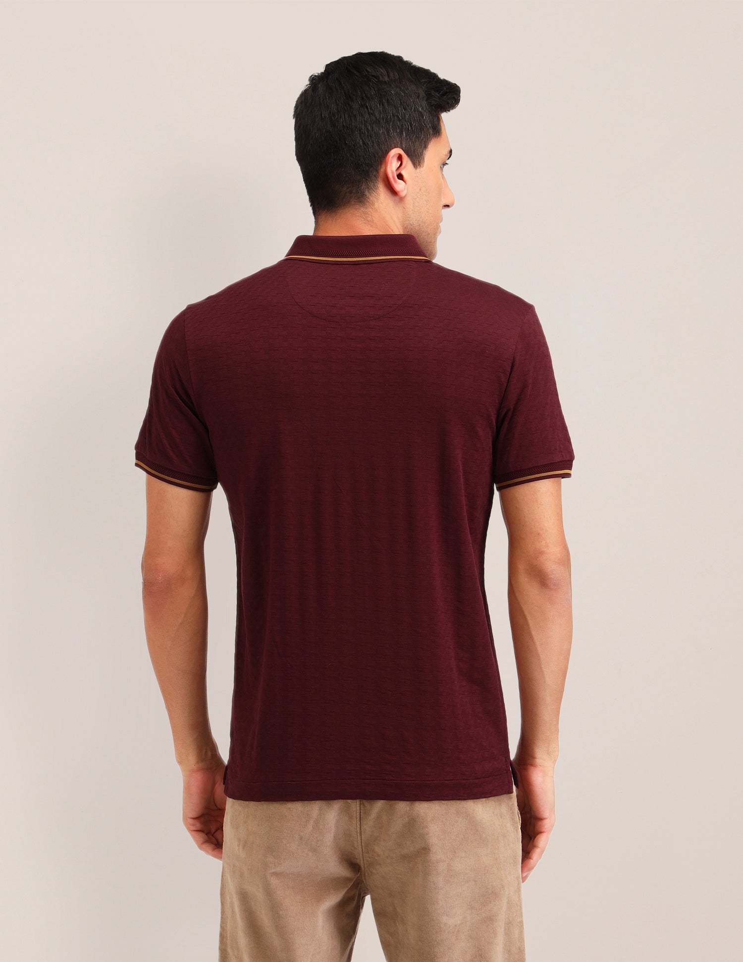 Textured Slim Fit Polo Shirts Maroon - U.S. Polo Assn. India | Large
