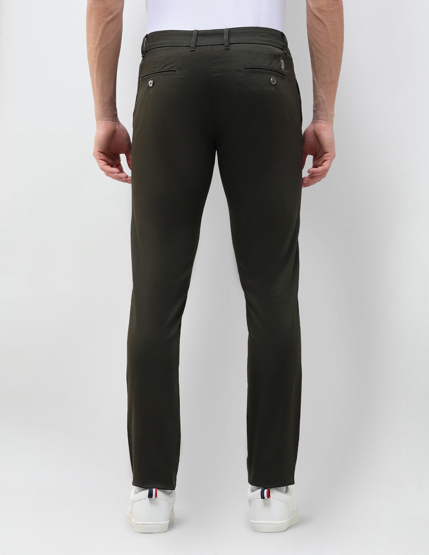 Austin Slim Fit Dobby Trousers Dark Olive - U.S. Polo Assn. India | Large