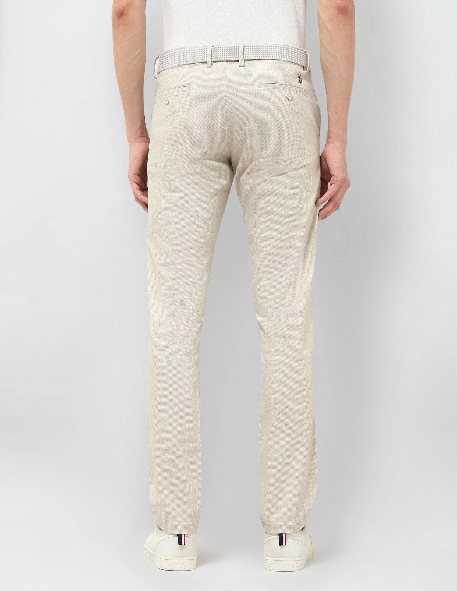 Denver Slim Fit Mid Rise Trousers Beige - U.S. POLO ASSN. | Large