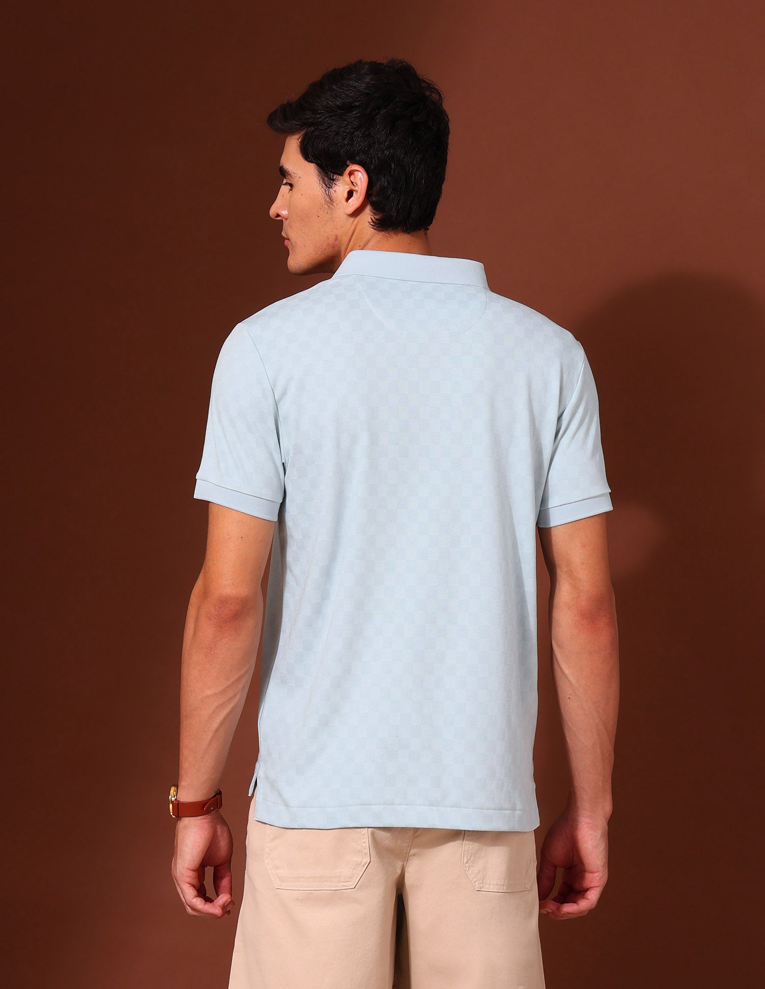 Textured Slim Fit Work and Wander Polo Shirt Light Blue - U.S. Polo Assn. India | Large