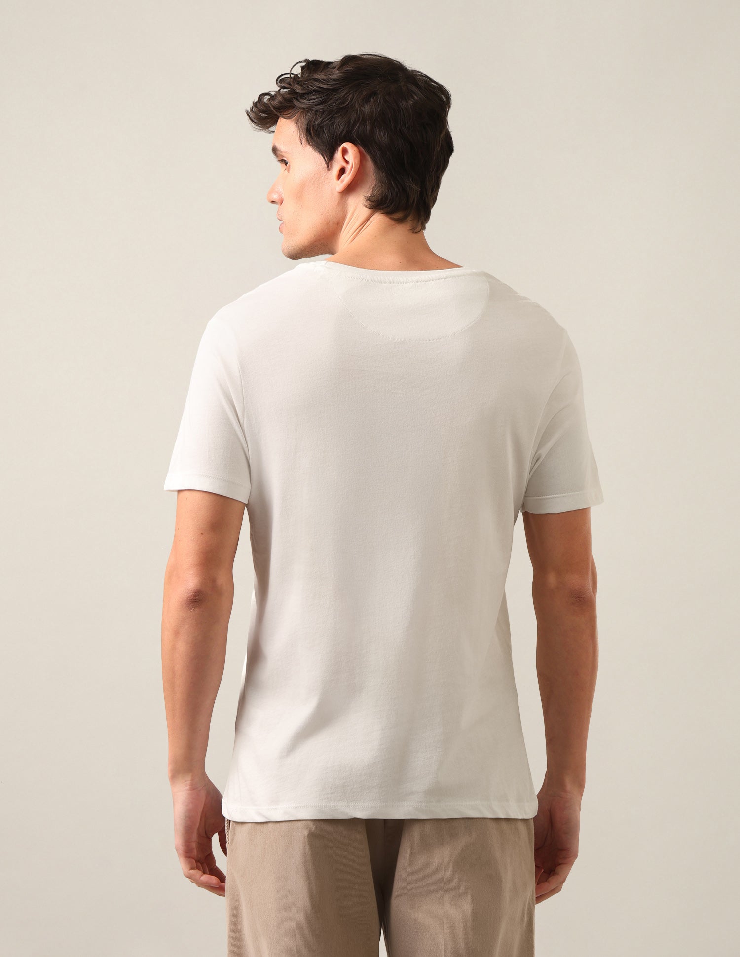 Brand Embossed Regular Fit T-Shirt Off White - U.S. Polo Assn. India | Large