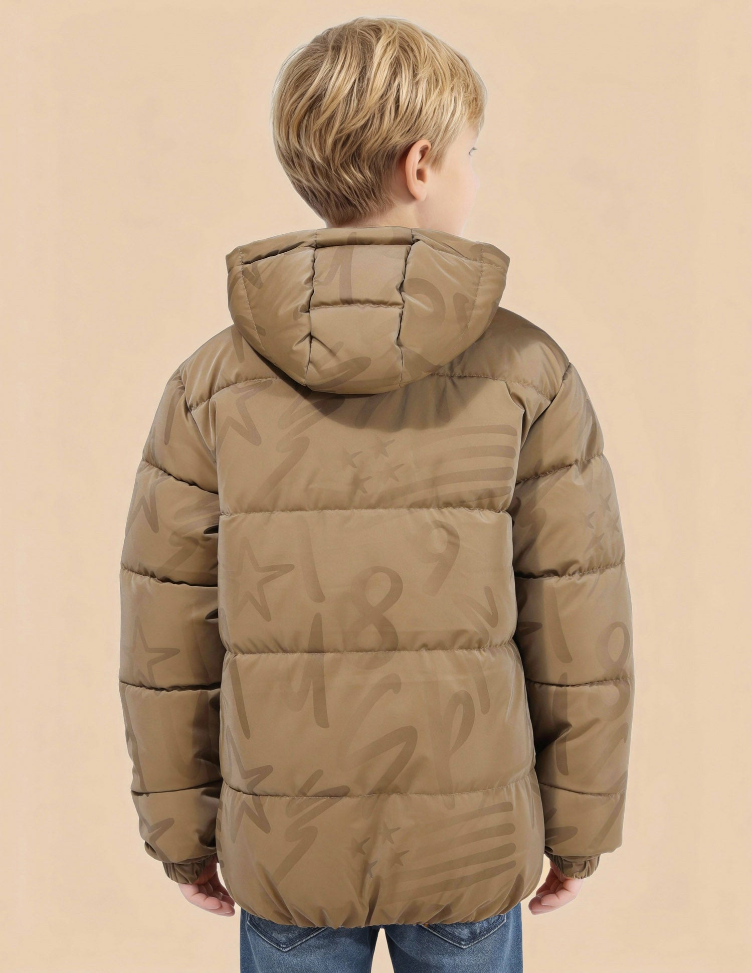 Boys Solid Regular Fit Puffer Jacket Camel - U.S. Polo Assn. India | Large