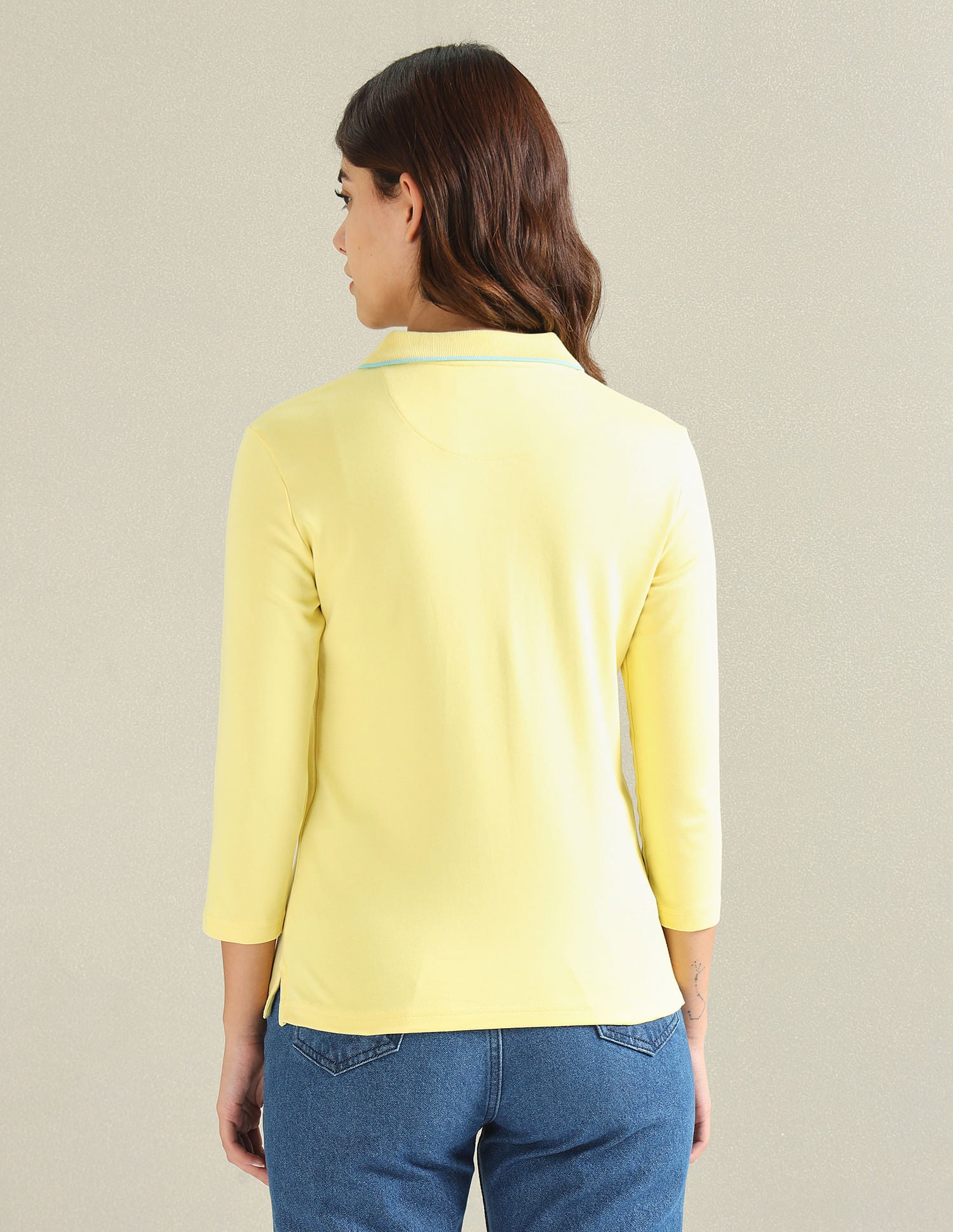 Tipped Collar Solid Polo Shirt Yellow - U.S. POLO ASSN. | Large