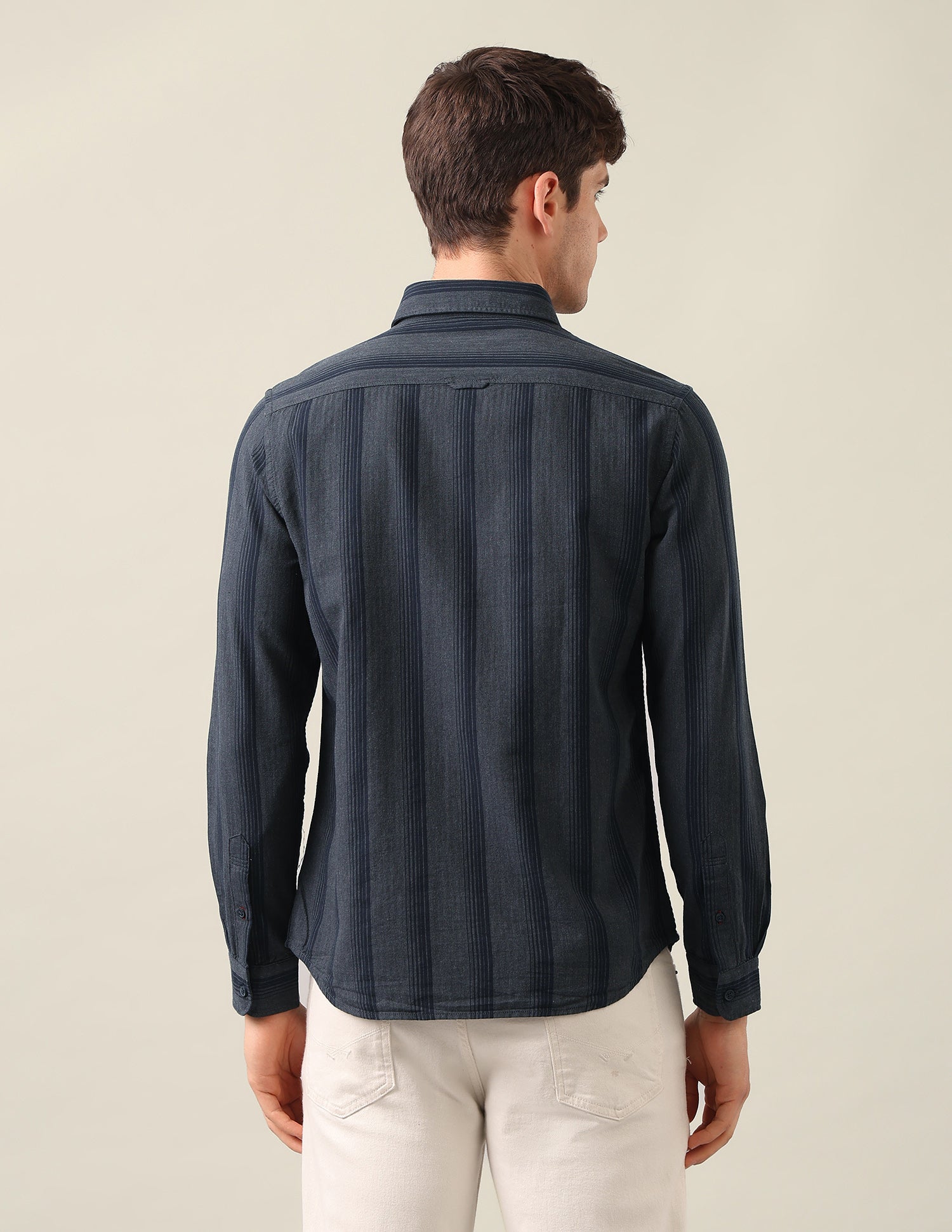 Vertical Striped Twill Shirt Grey - U.S. Polo Assn. India | Large