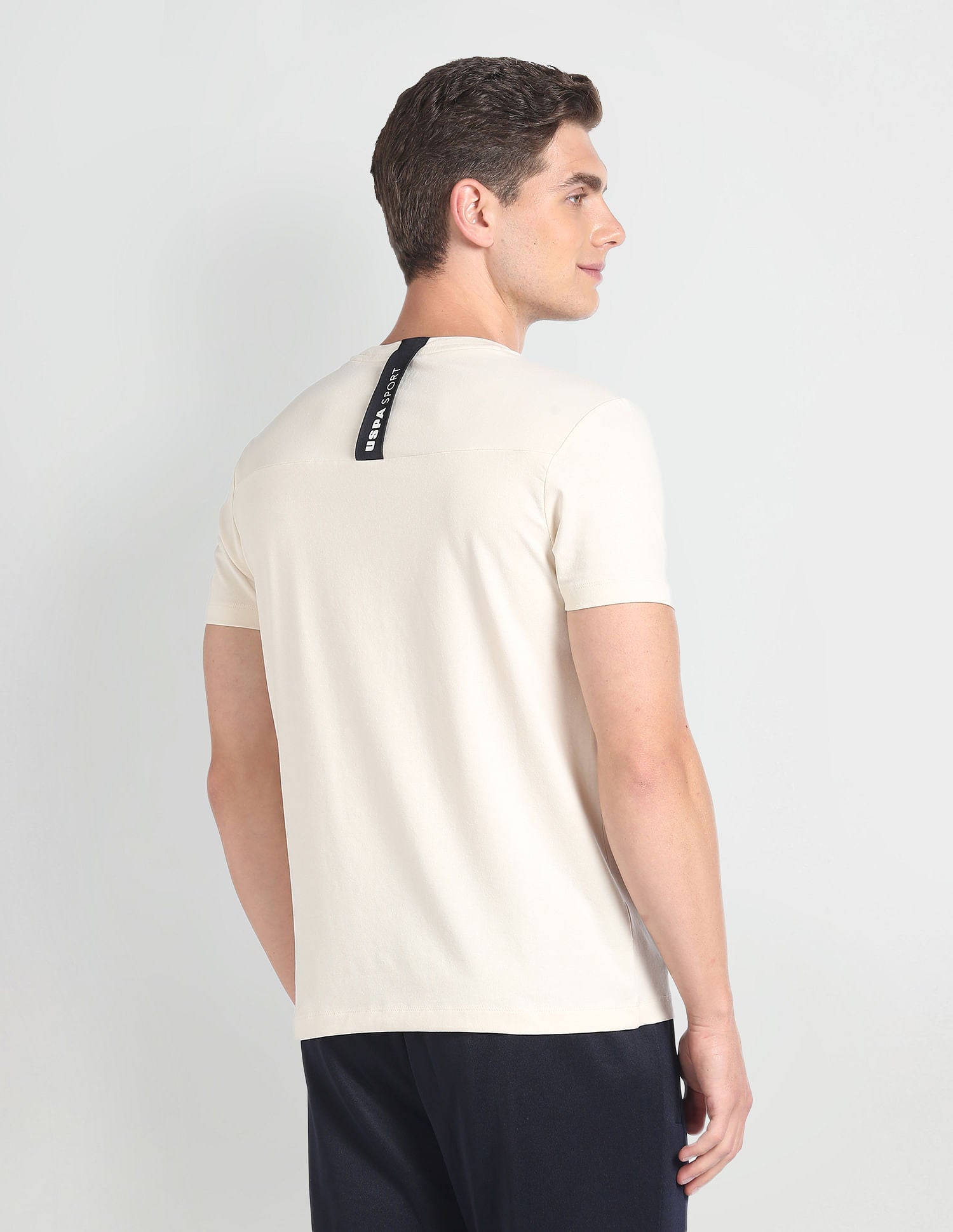 Slim Fit Brand Print T-Shirt Beige - U.S. Polo Assn. India | Large
