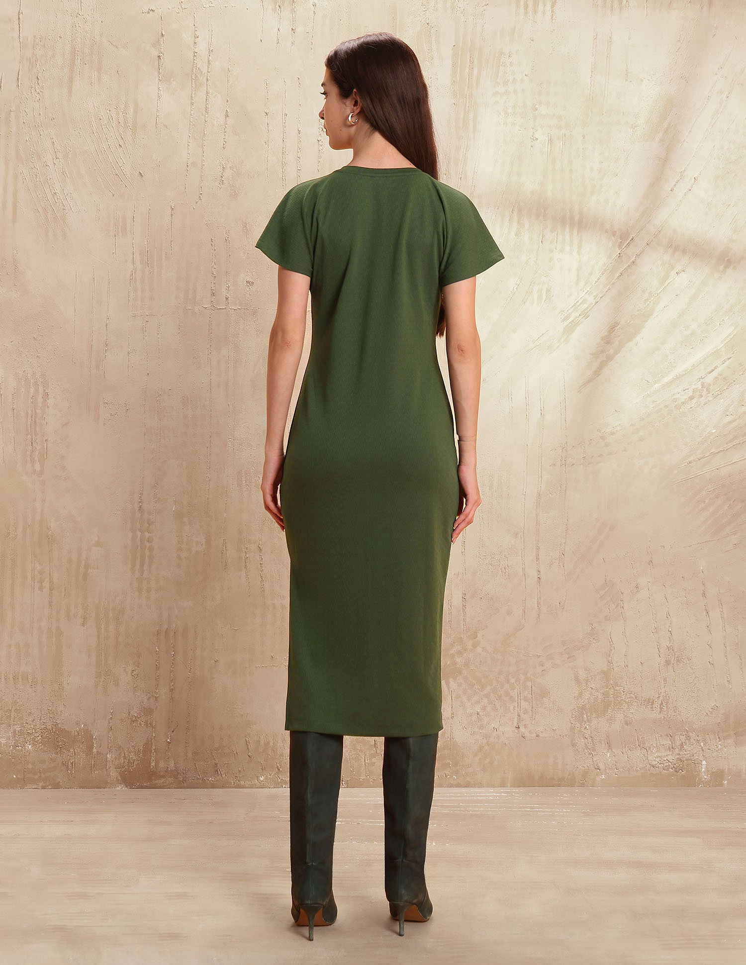 Textured Midi Sheath Dress Olive - U.S. POLO ASSN. | Large