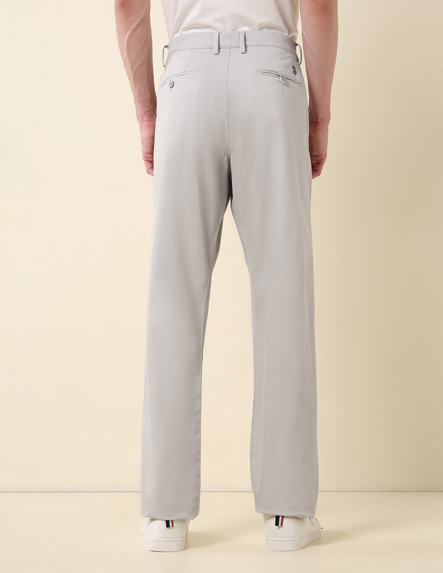 Solid Riley Straight Fit Twill Trousers Grey - U.S. POLO ASSN. | Large