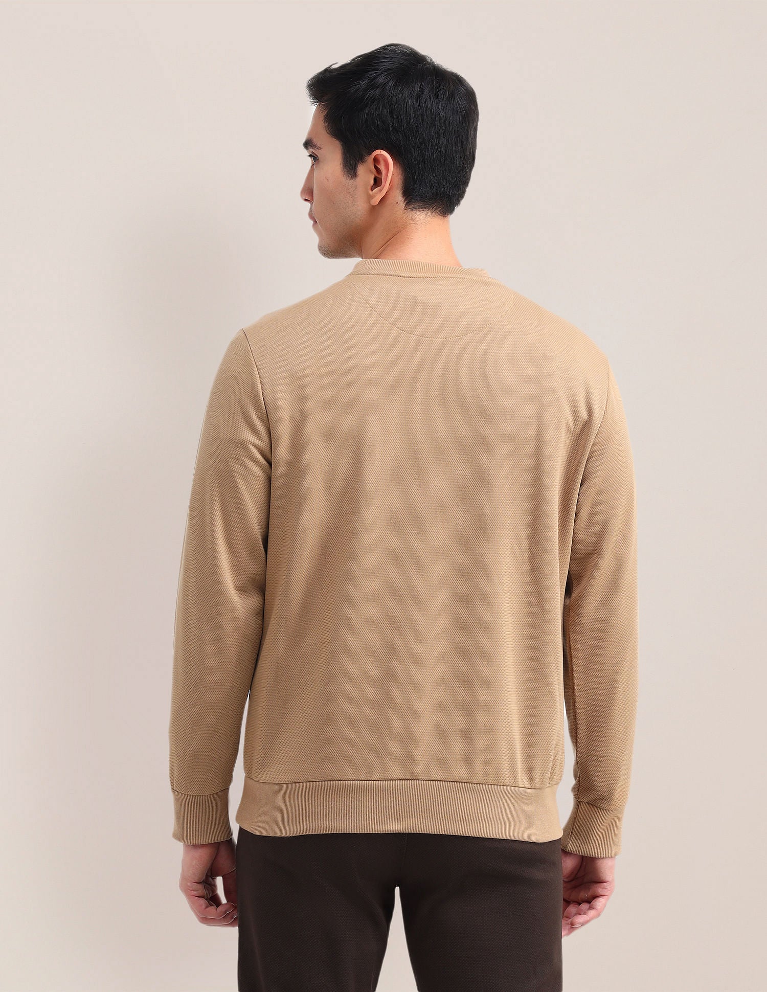 Patterned Knit Regular Fit Sweatshirt Light Brown - U.S. POLO ASSN. | Large