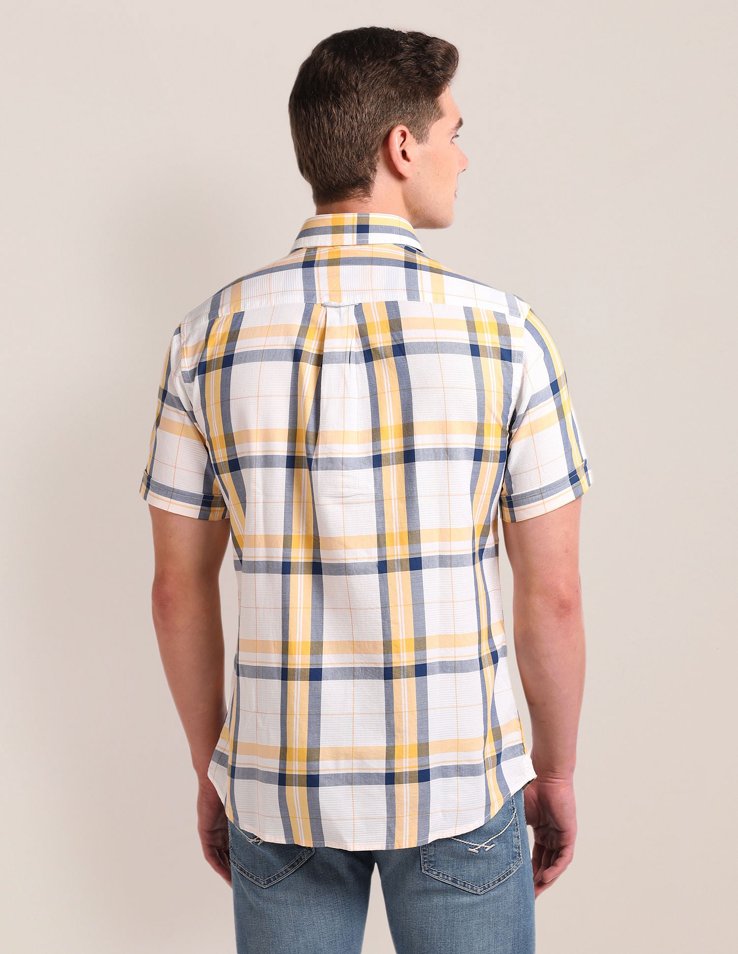 Tailored Regular Fit Check Shirt Yellow - U.S. Polo Assn. India | Large