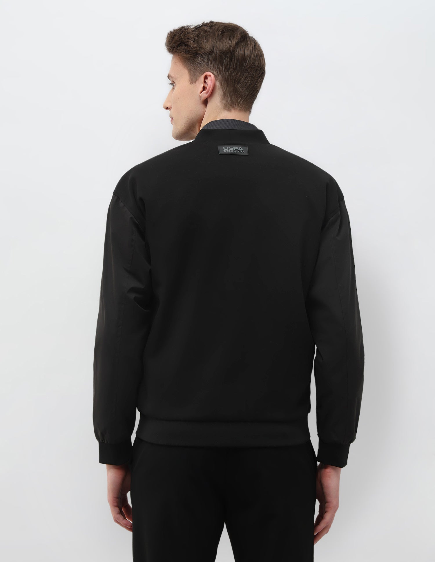 Solid Regular Fit Bomber Jacket Black - U.S. Polo Assn. India | Large