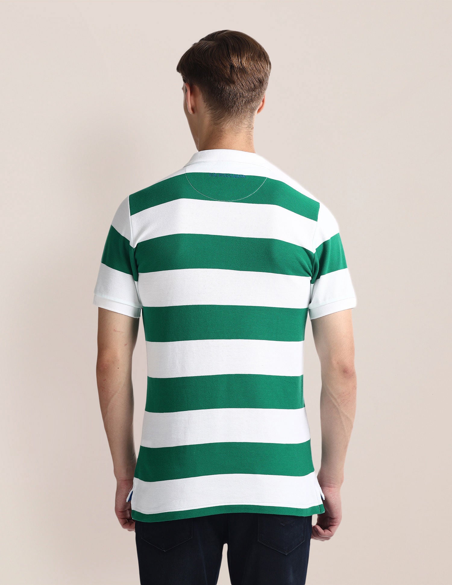 Horizontal Stripe Slim Fit Polo Shirt Green - U.S. Polo Assn. India | Large