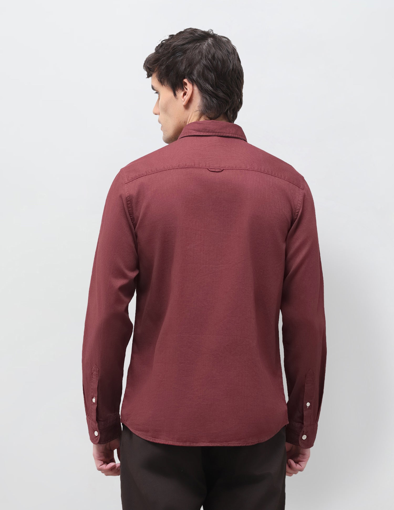 Textured Regular Fit Shirt Maroon - U.S. Polo Assn. India | Large