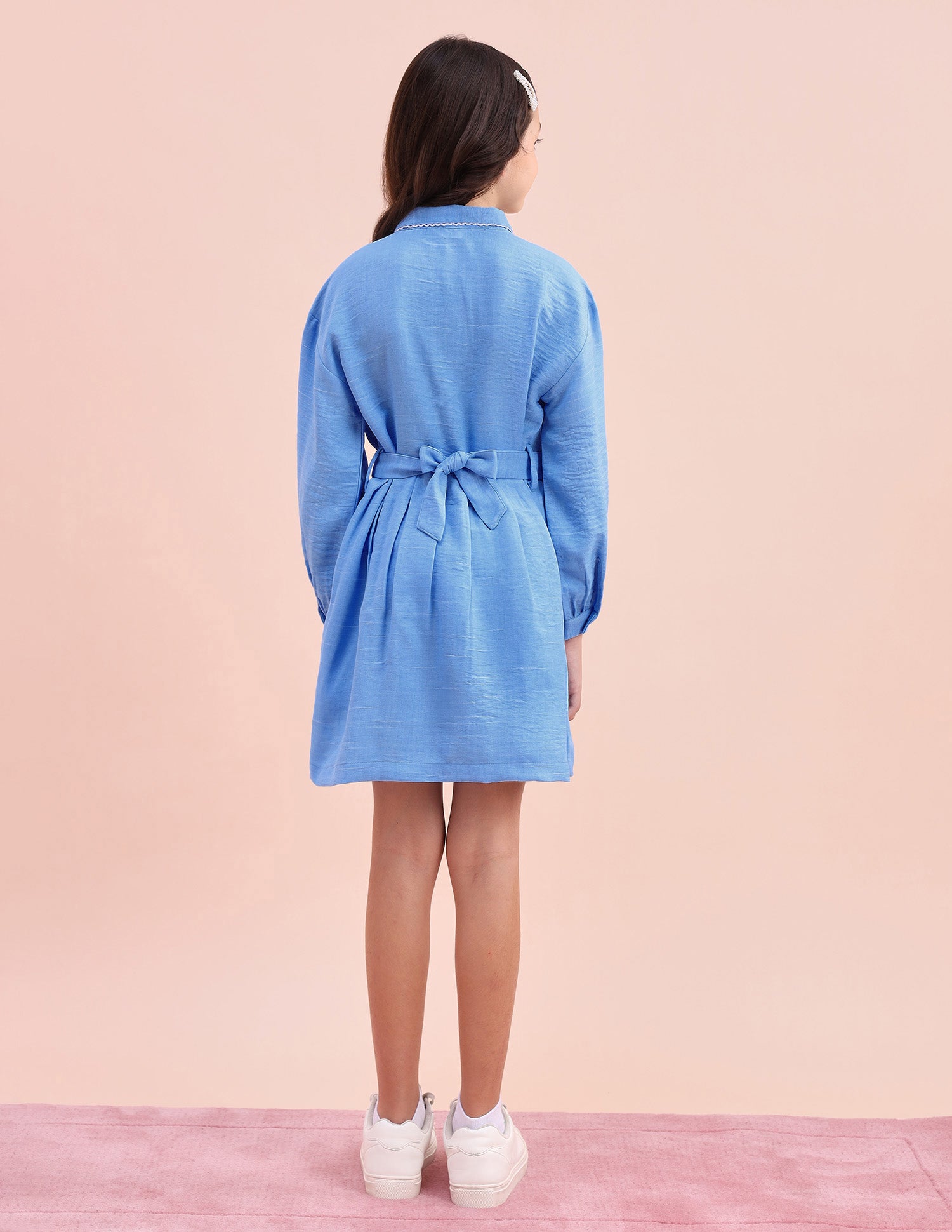 Girls Solid Shirt Dress Blue - U.S. POLO ASSN. | Large