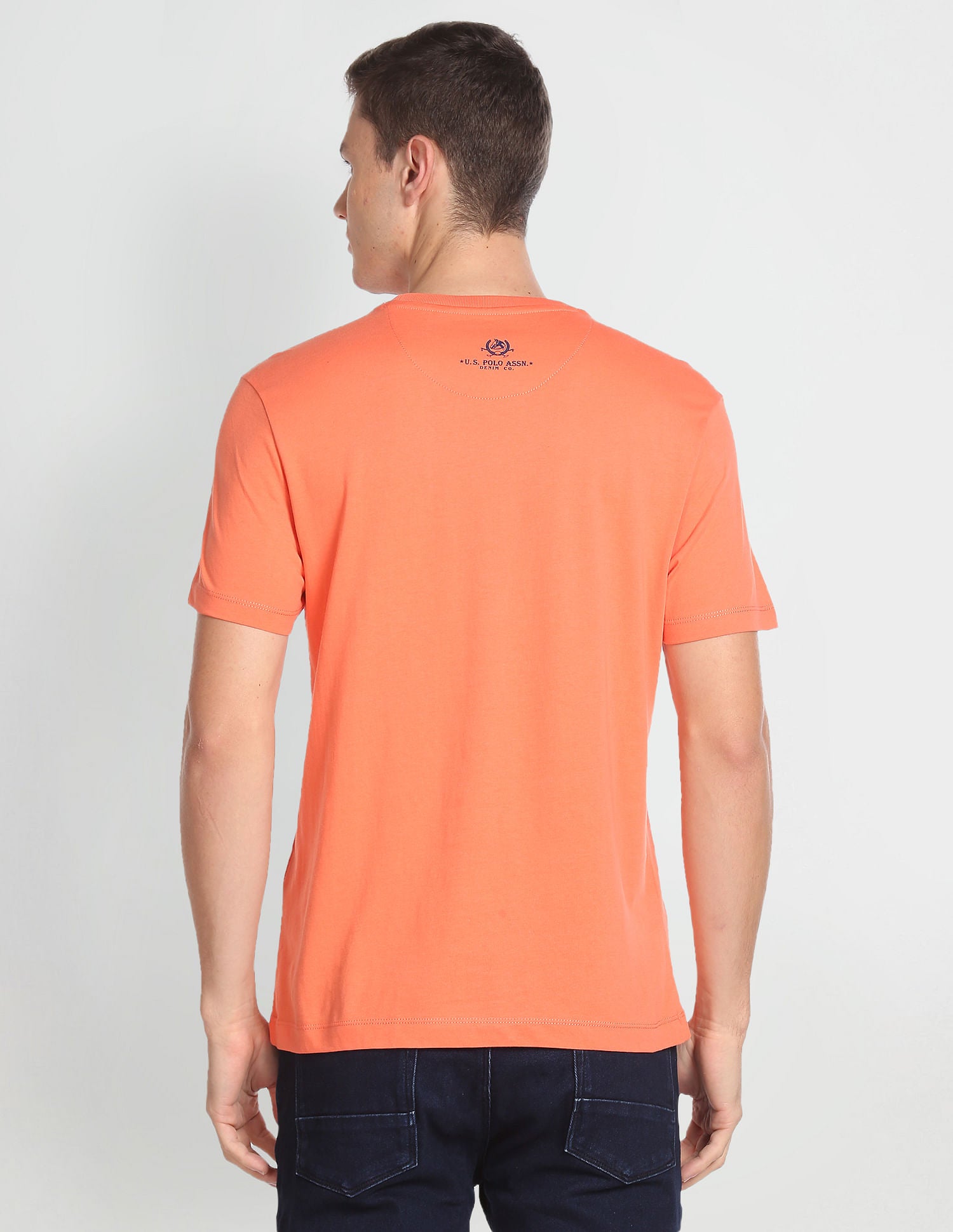 Crew Neck Graphic Print T-Shirt Coral - U.S. POLO ASSN. | Large