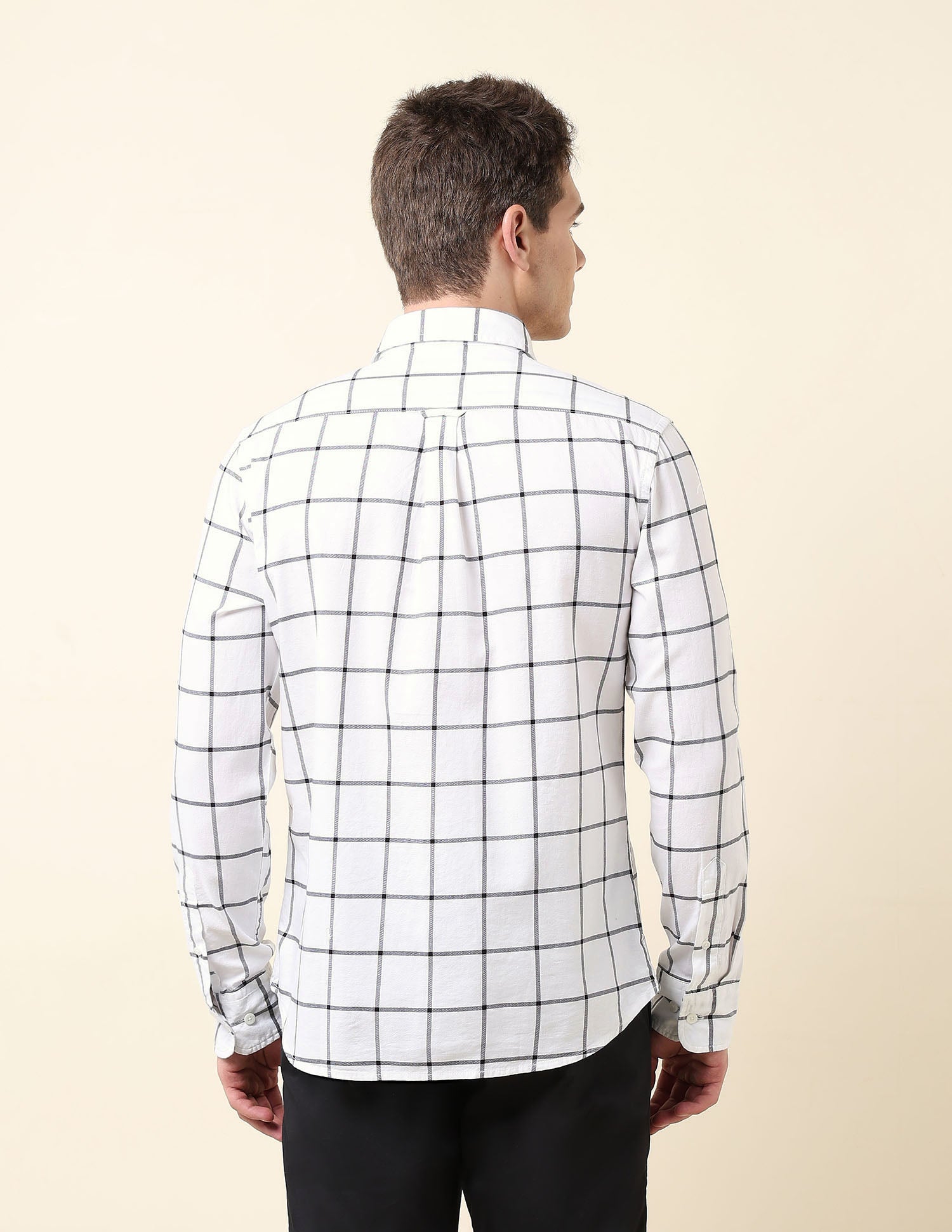 Windowpane Checked Tailored Fit Shirt Black - U.S. Polo Assn. India | Large