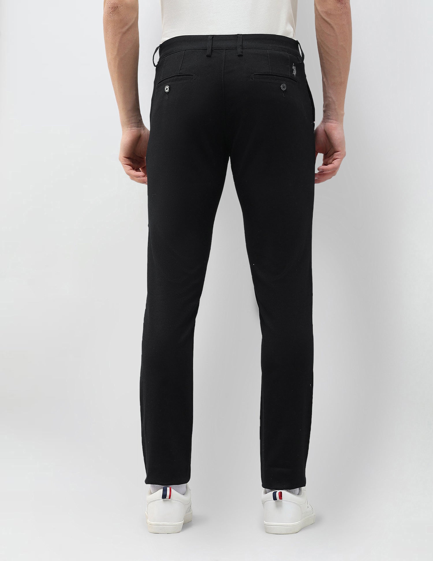 Austin Slim Fit Dobby Trousers Black - U.S. Polo Assn. India | Large