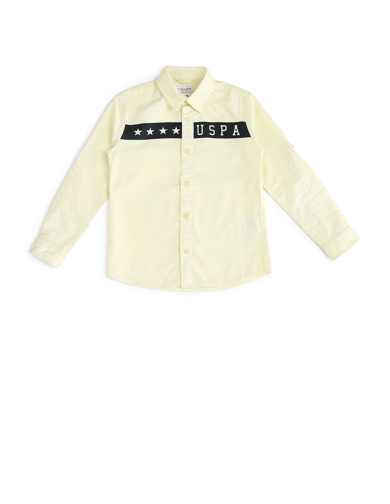 Boys Brand Printed Cotton Shirt Yellow - U.S. POLO ASSN. | Large