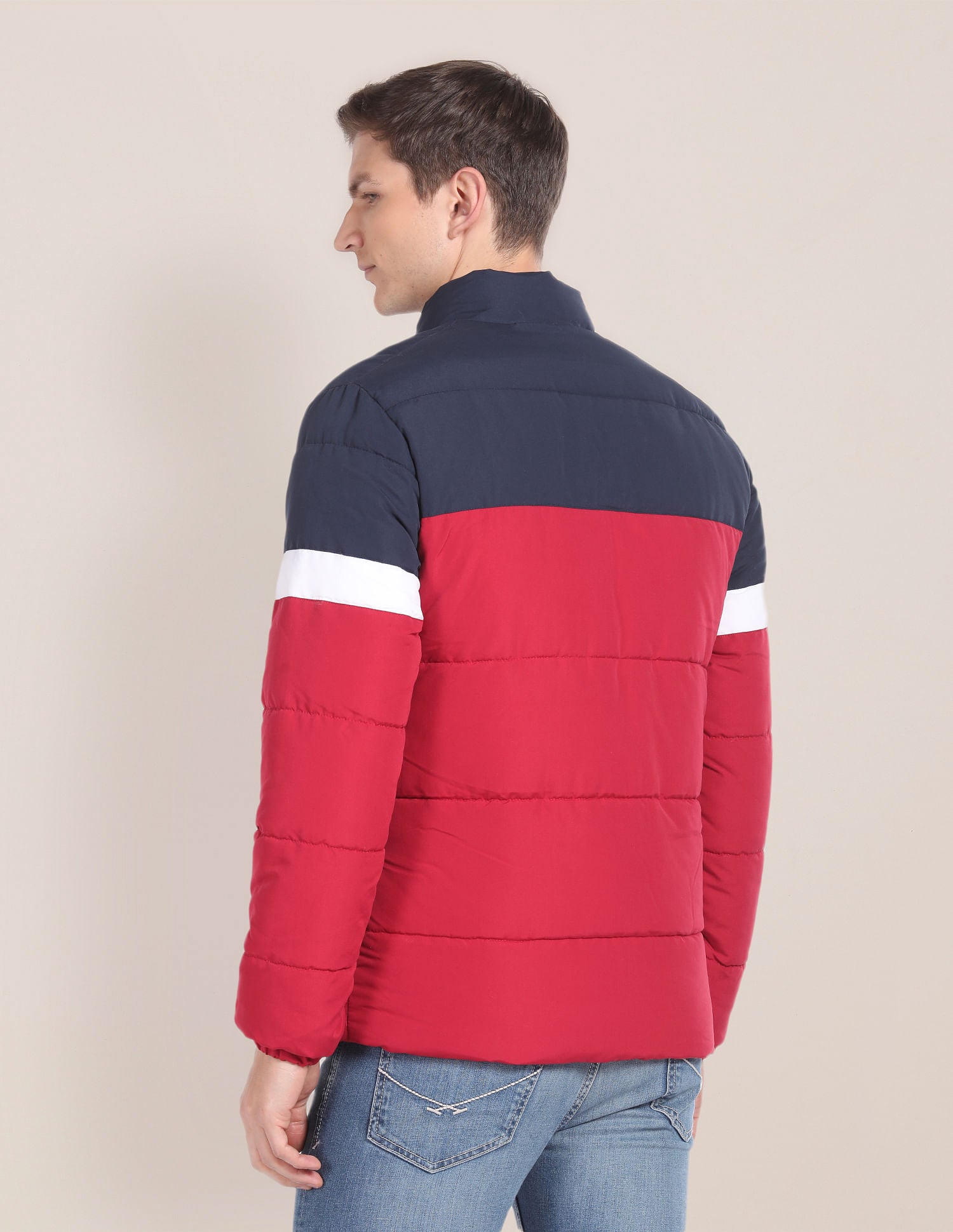 High Neck Colour Block Jacket Navy and Red - U.S. POLO ASSN. | Large