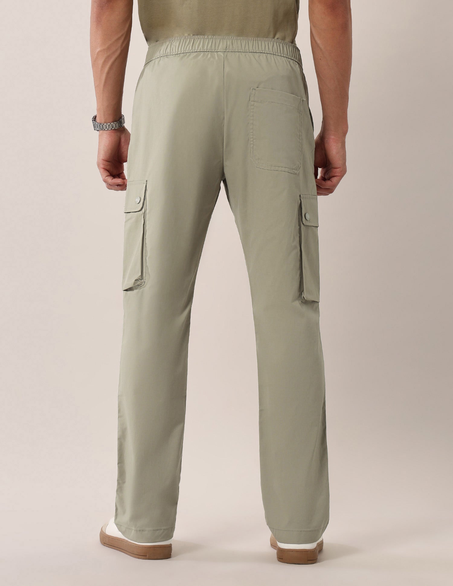 Mid Rise Solid Straight Fit Cargos Light Green - U.S. POLO ASSN. | Large