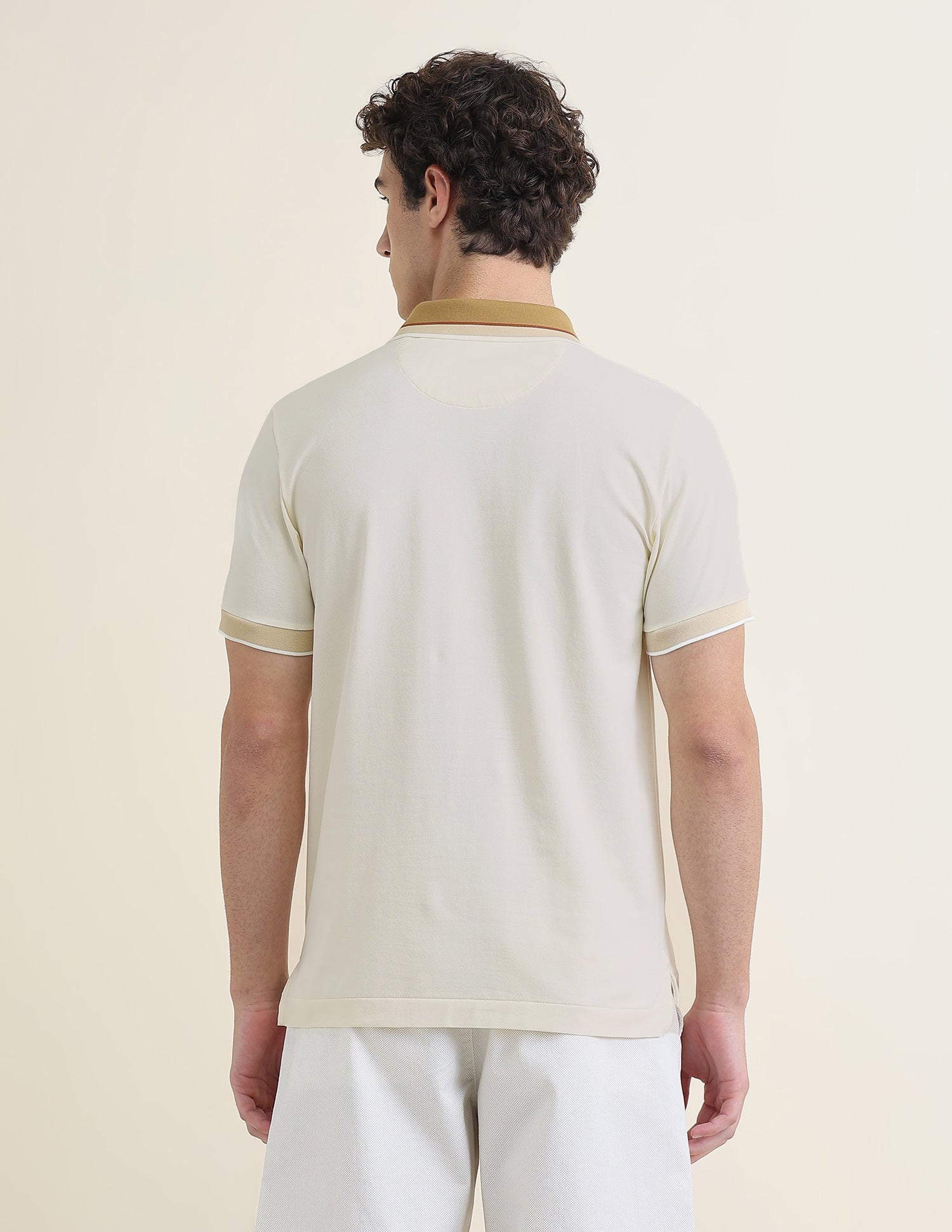 Solid Slim Fit Polo Shirt Beige - U.S. Polo Assn. India | Large