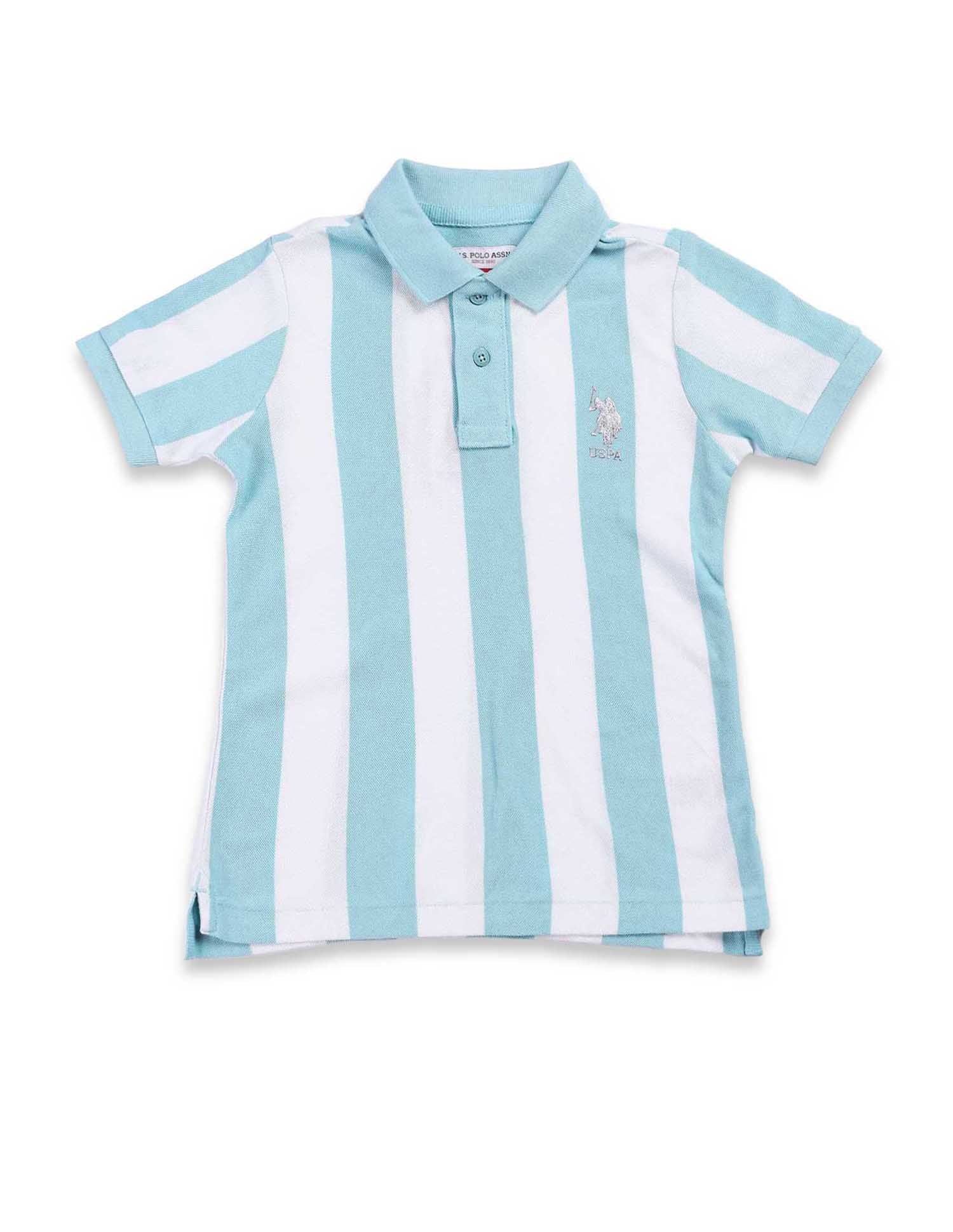 Boys Vertical Stripe Polo Shirt Light Blue - U.S. Polo Assn. India | Large