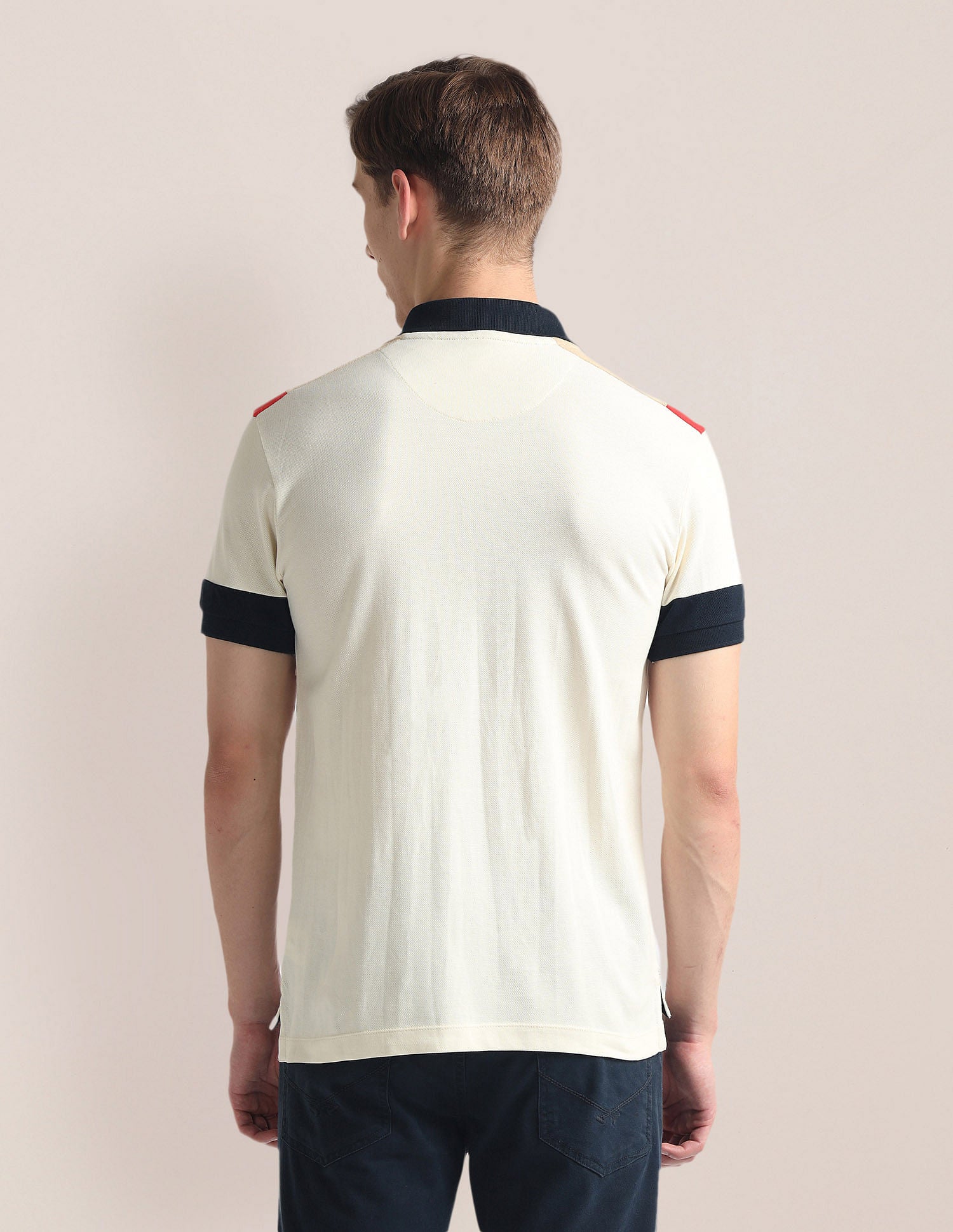 Colour Block Pique Polo Shirt Beige - U.S. Polo Assn. India | Large