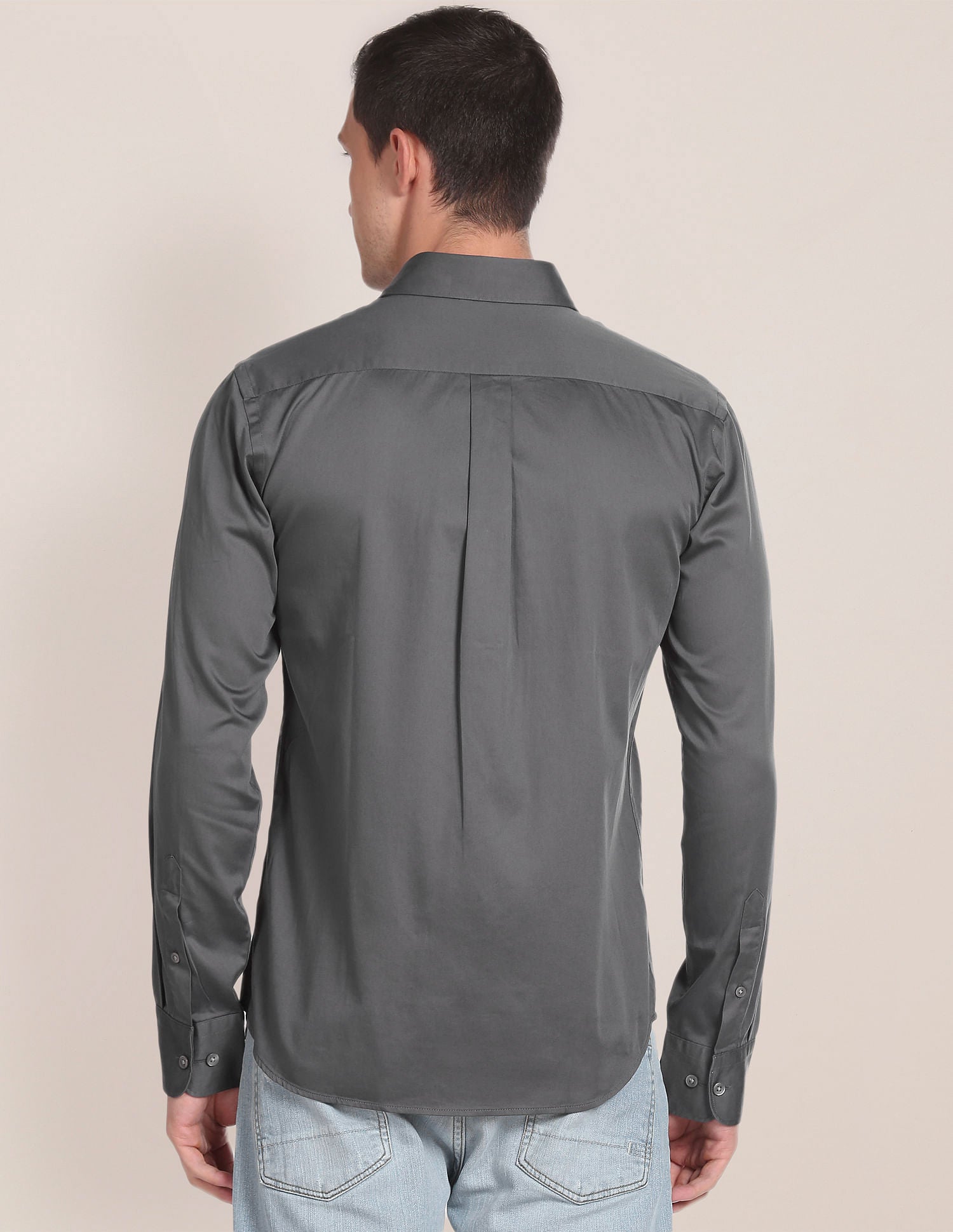 Spread Collar Solid Shirt Grey - U.S. POLO ASSN. | Large