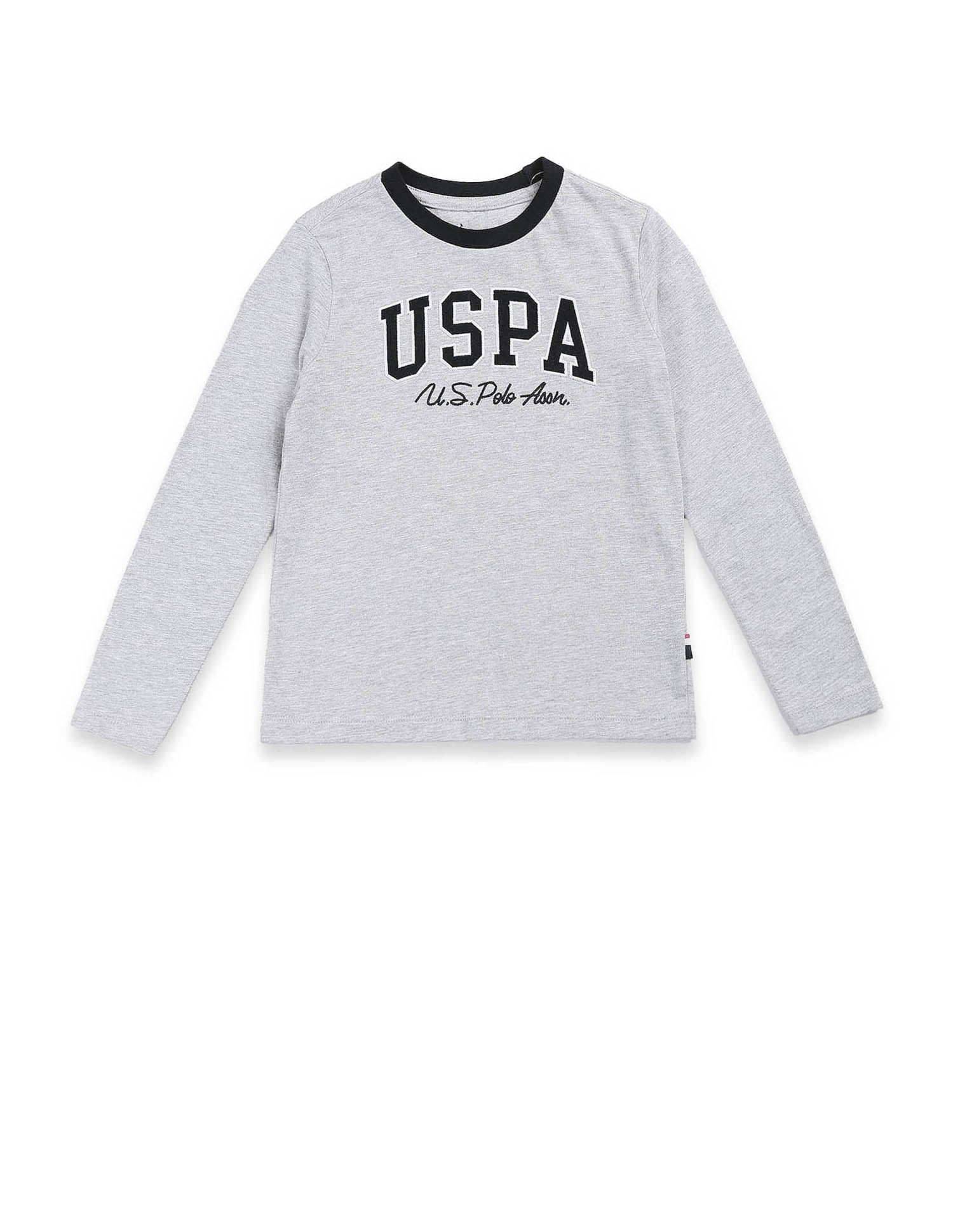Boys Pure Cotton Regular T-shirt Grey - U.S. Polo Assn. India | Large