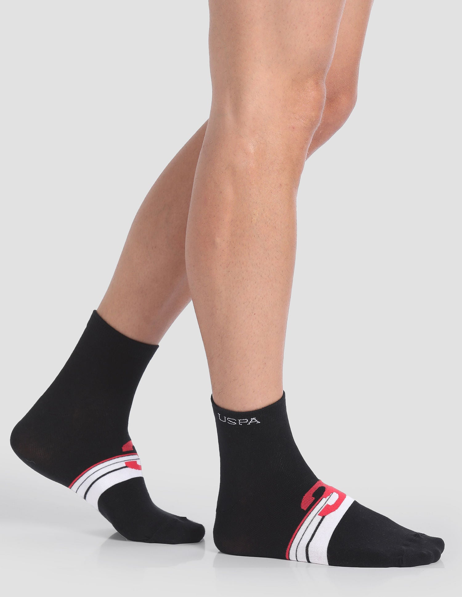 Ankle Length Stretch I646 Socks - Pack Of 3 Navy, Black and Grey - U.S. POLO ASSN. | Large