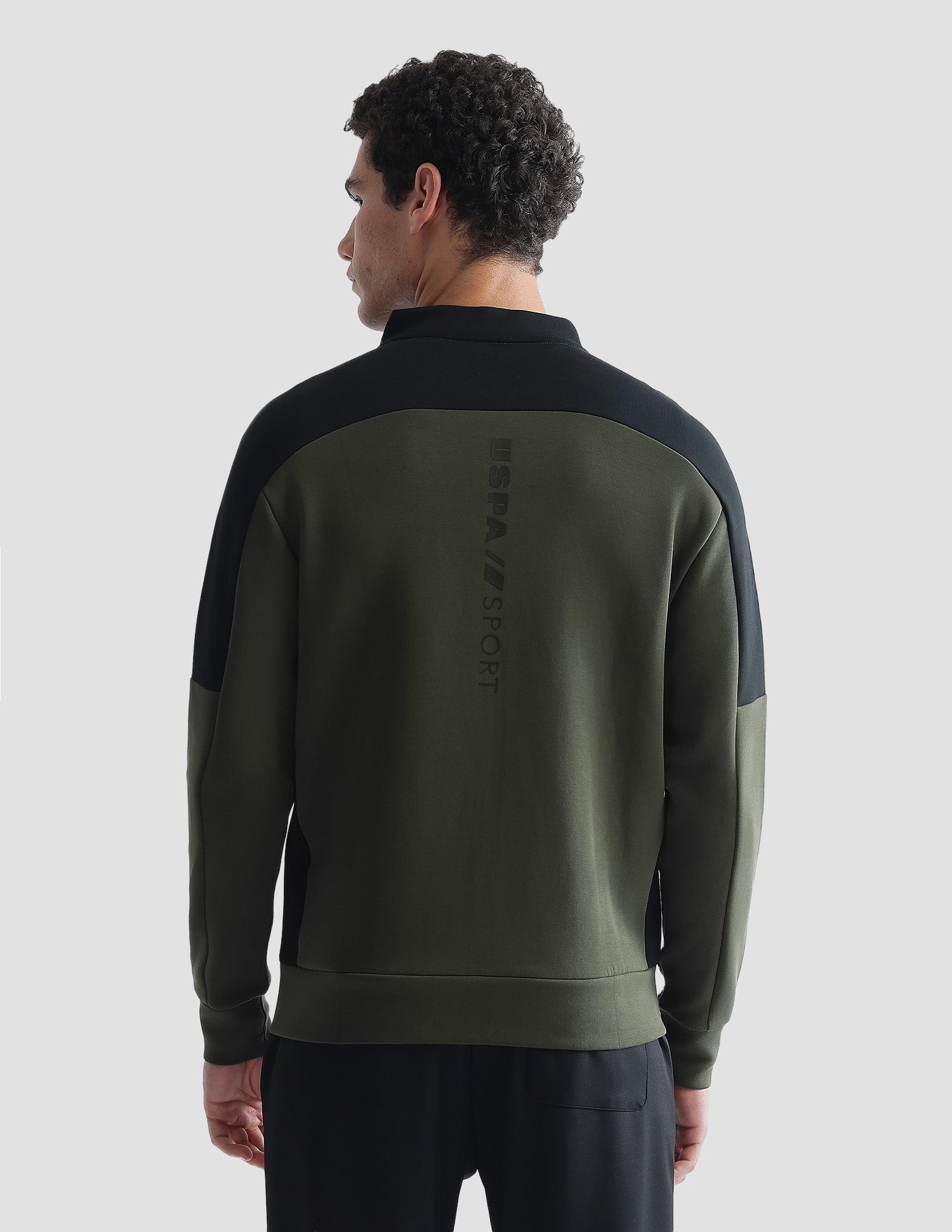 Slim Fit Zipper Active Sweatshirt Olive - U.S. Polo Assn. India | Large