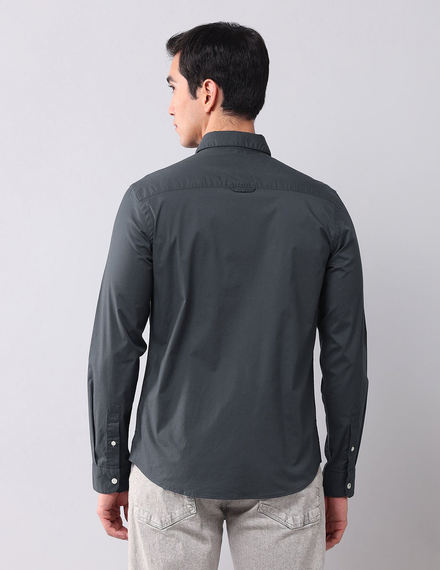 Regular Fit Twill Solid Shirt Charcoal - U.S. Polo Assn. India | Large