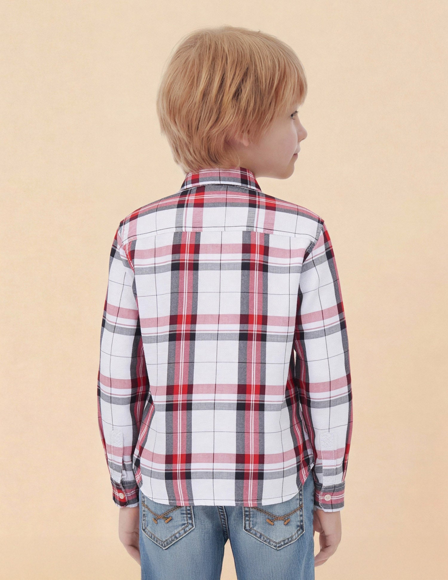 Boys Tartan Checked Dobby Shirt Red - U.S. Polo Assn. India | Large