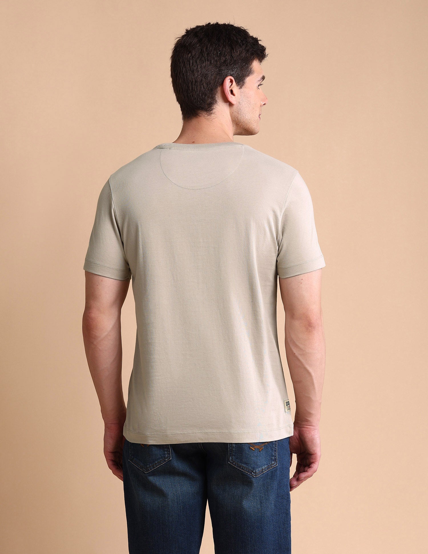 Graphic Printed Muscle Fit T-Shirt Beige - U.S. POLO ASSN. | Large