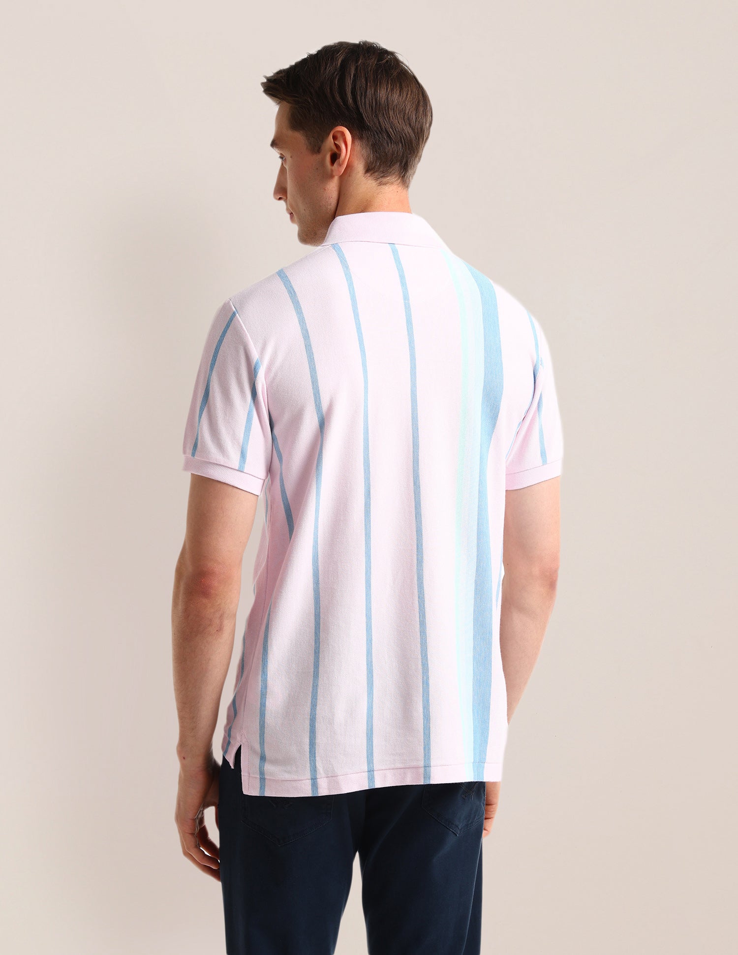 Vertical Striped Slim Fit Polo Shirt Light-Pink - U.S. POLO ASSN. | Large