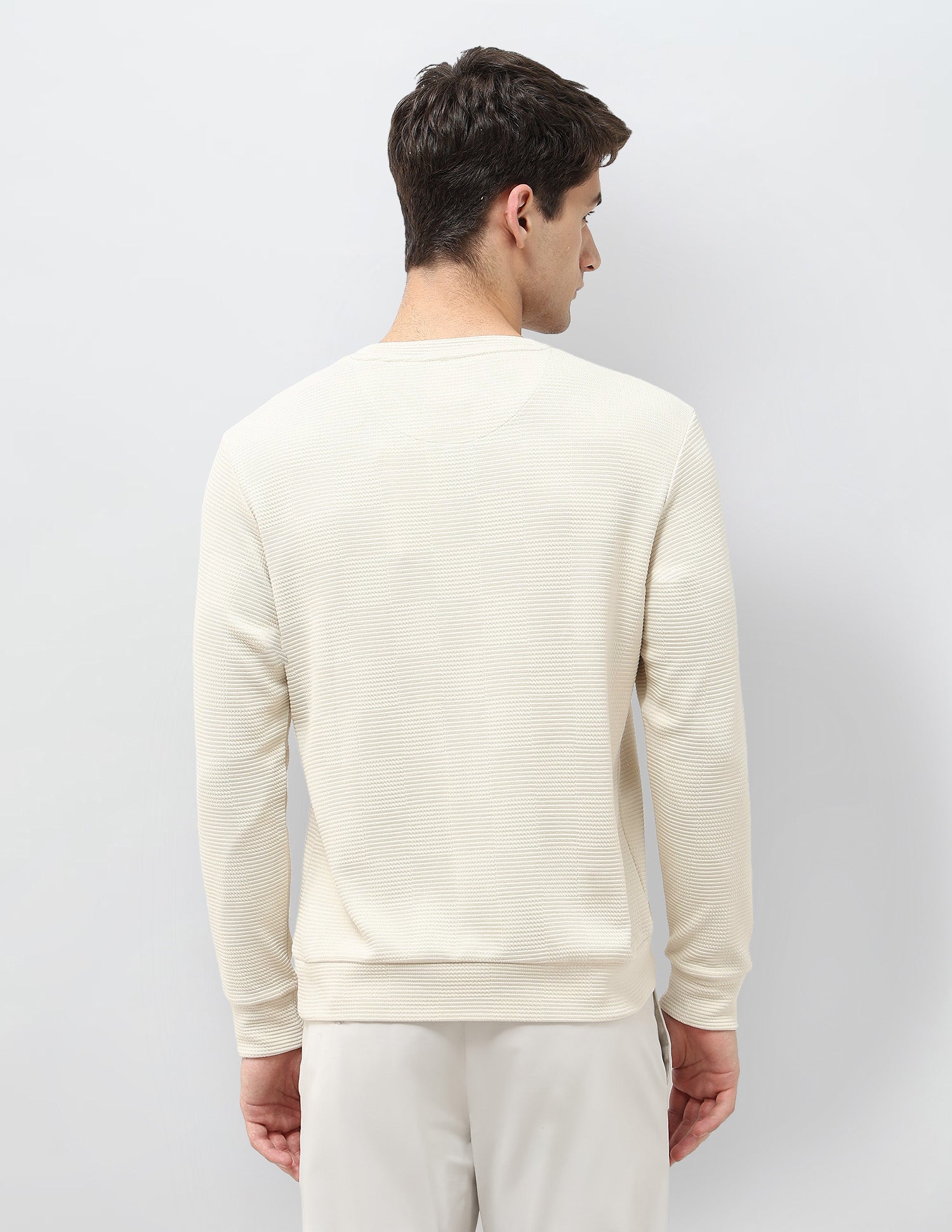 Textured Patterned Knit Regular Fit Sweatshirt Beige - U.S. POLO ASSN. | Large