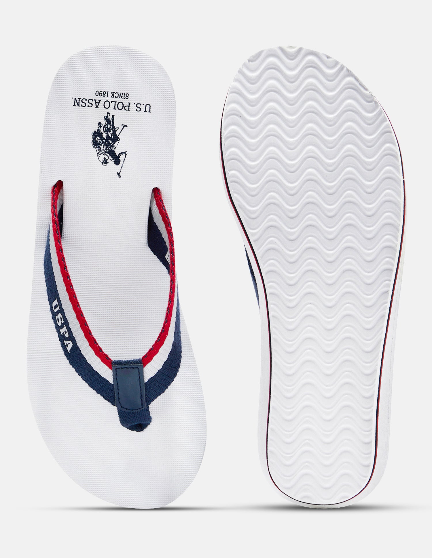 Saray Striped Flip Flop Wedge Sandals White - U.S. Polo Assn. India | Large