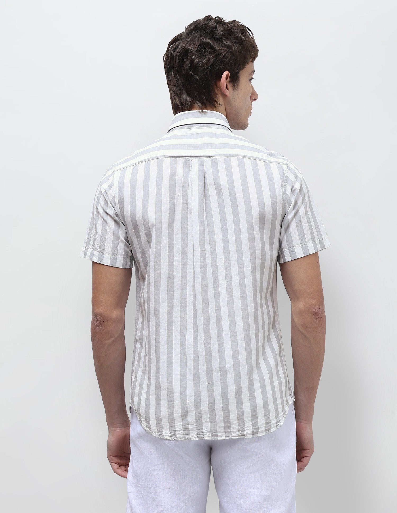 Vertical Striped Regular Fit Shirt Grey - U.S. Polo Assn. India | Large