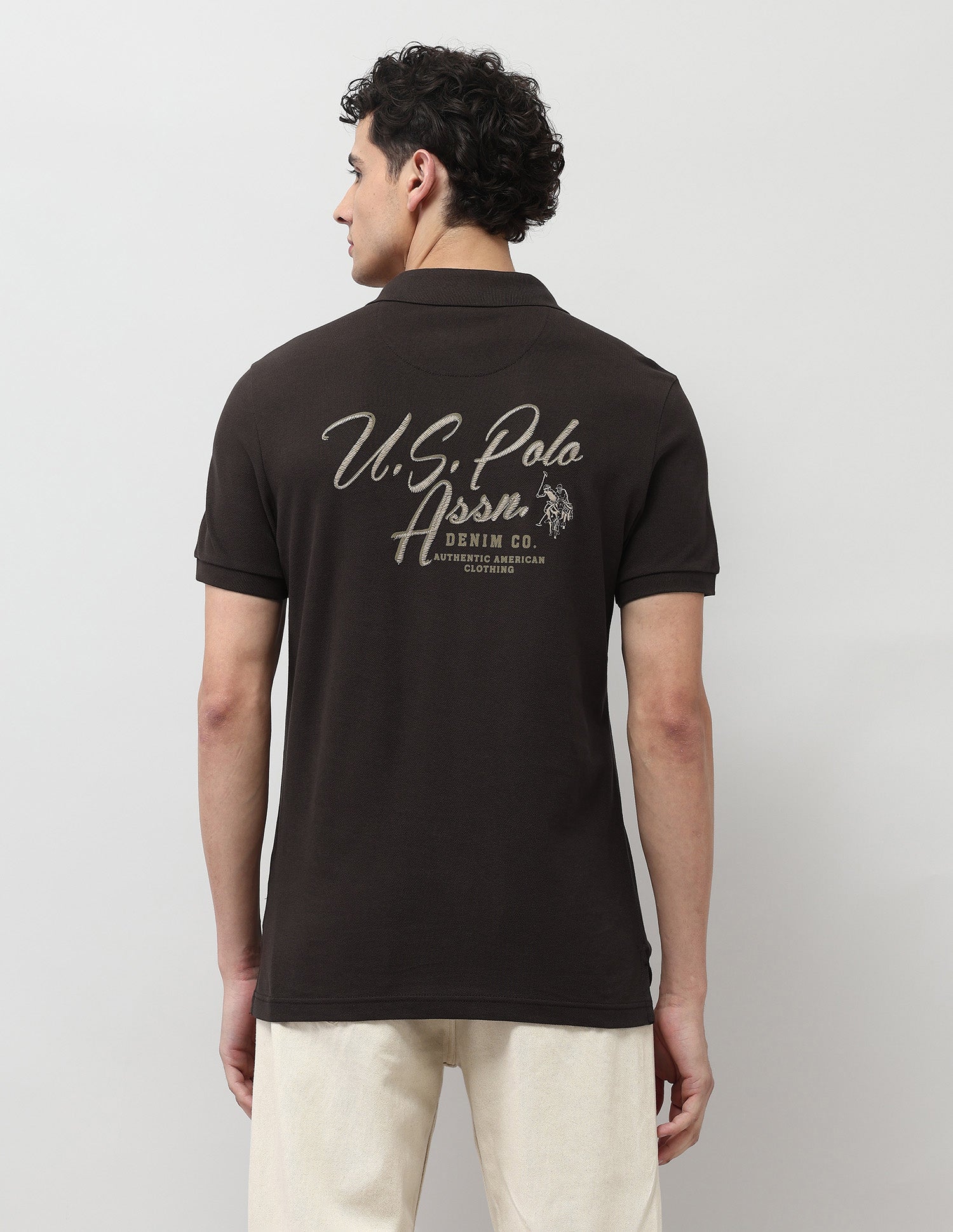 Brand Embroidered Muscle Fit Polo Shirt Dark Brown - U.S. POLO ASSN. | Large