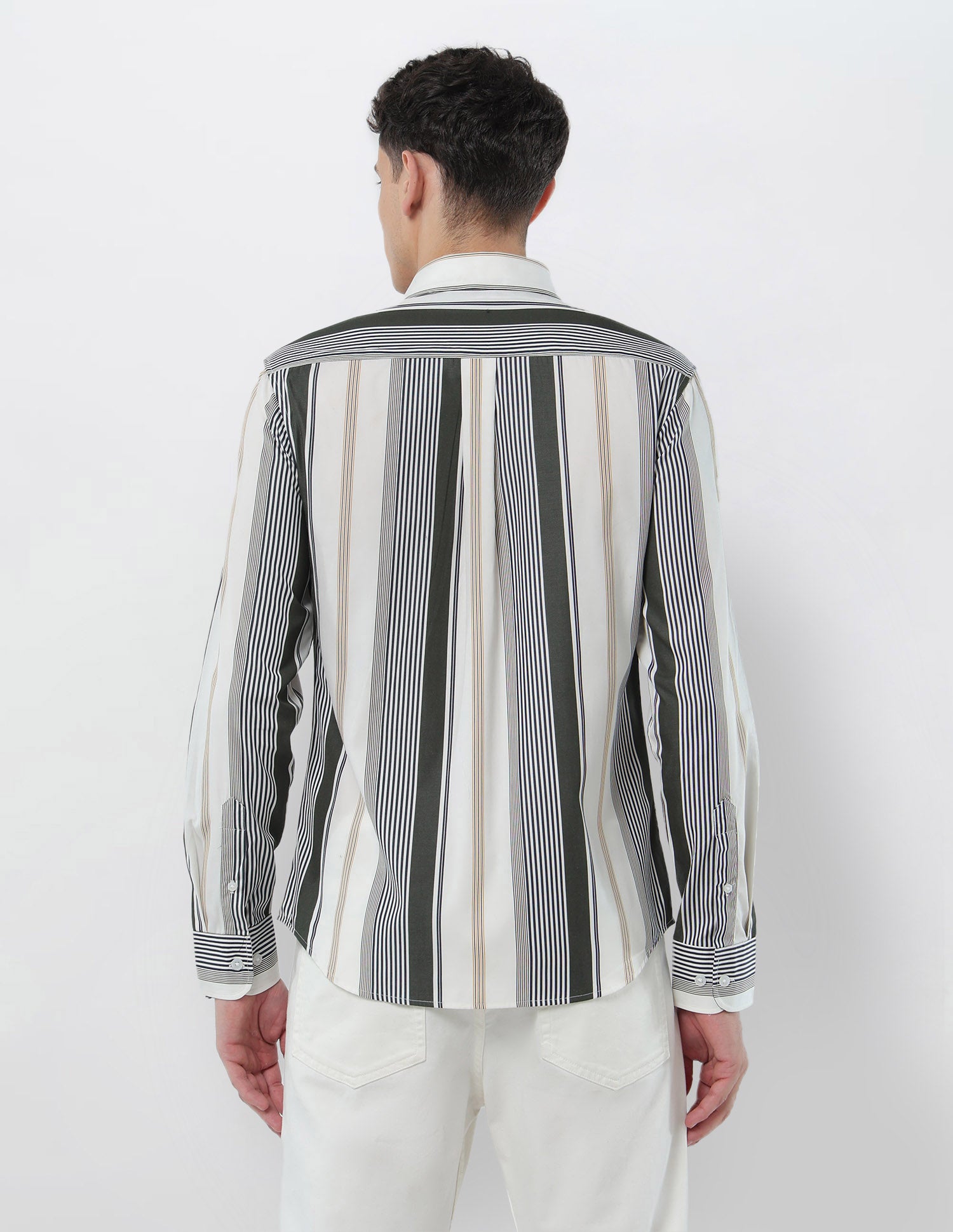 Vertical Striped Tailored Fit Shirt Olive - U.S. POLO ASSN. | Large