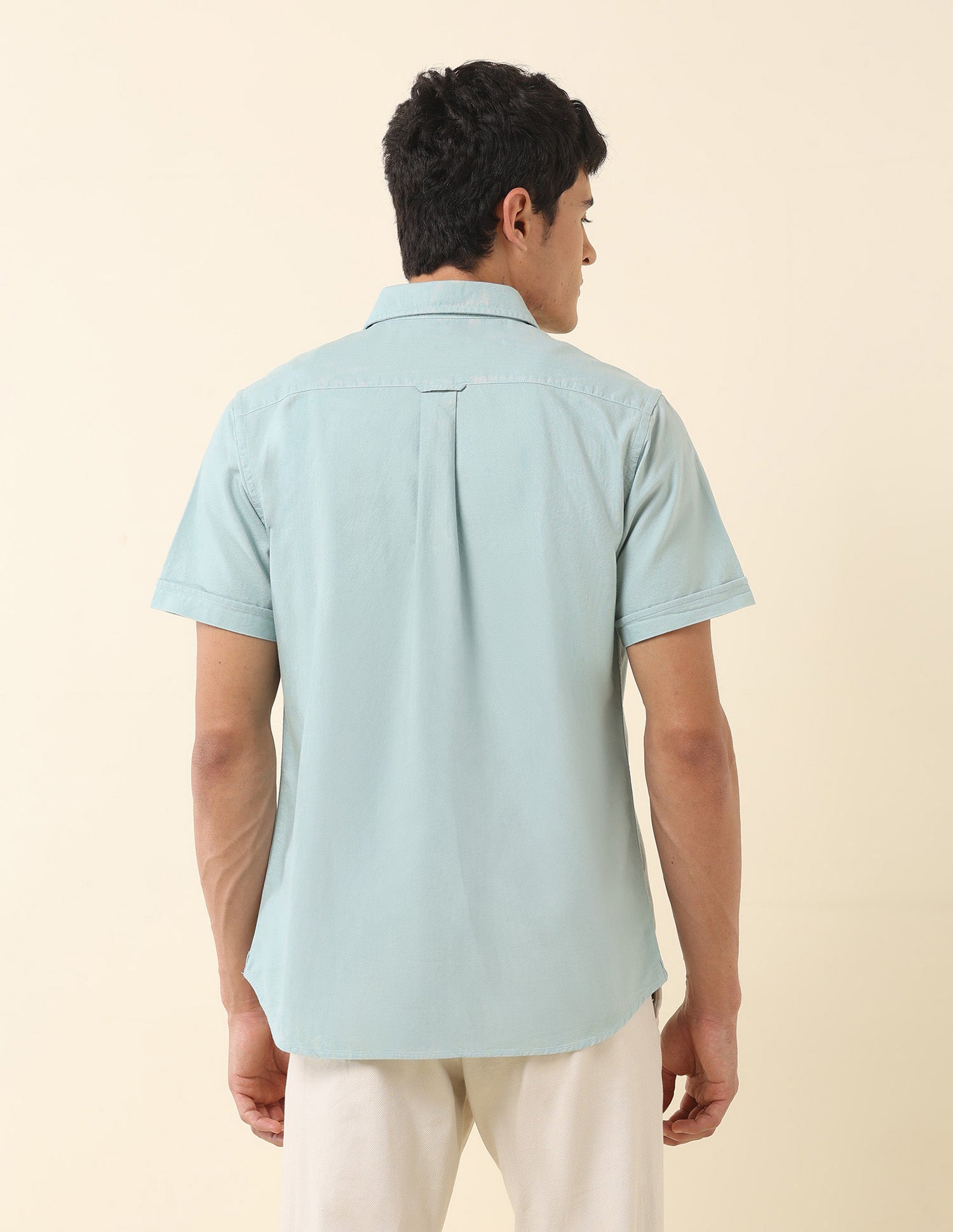 Tailored Fit Solid Pure Cotton Shirt Mint - U.S. Polo Assn. India | Large